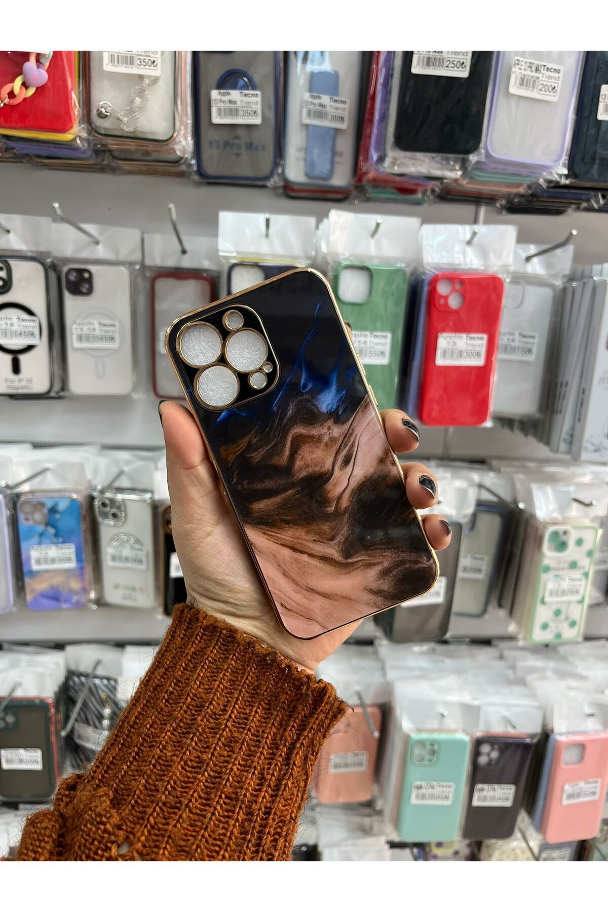 TECNOTREND Apple İphone 13 pro mermer desenli renkli sert silikon kılıf