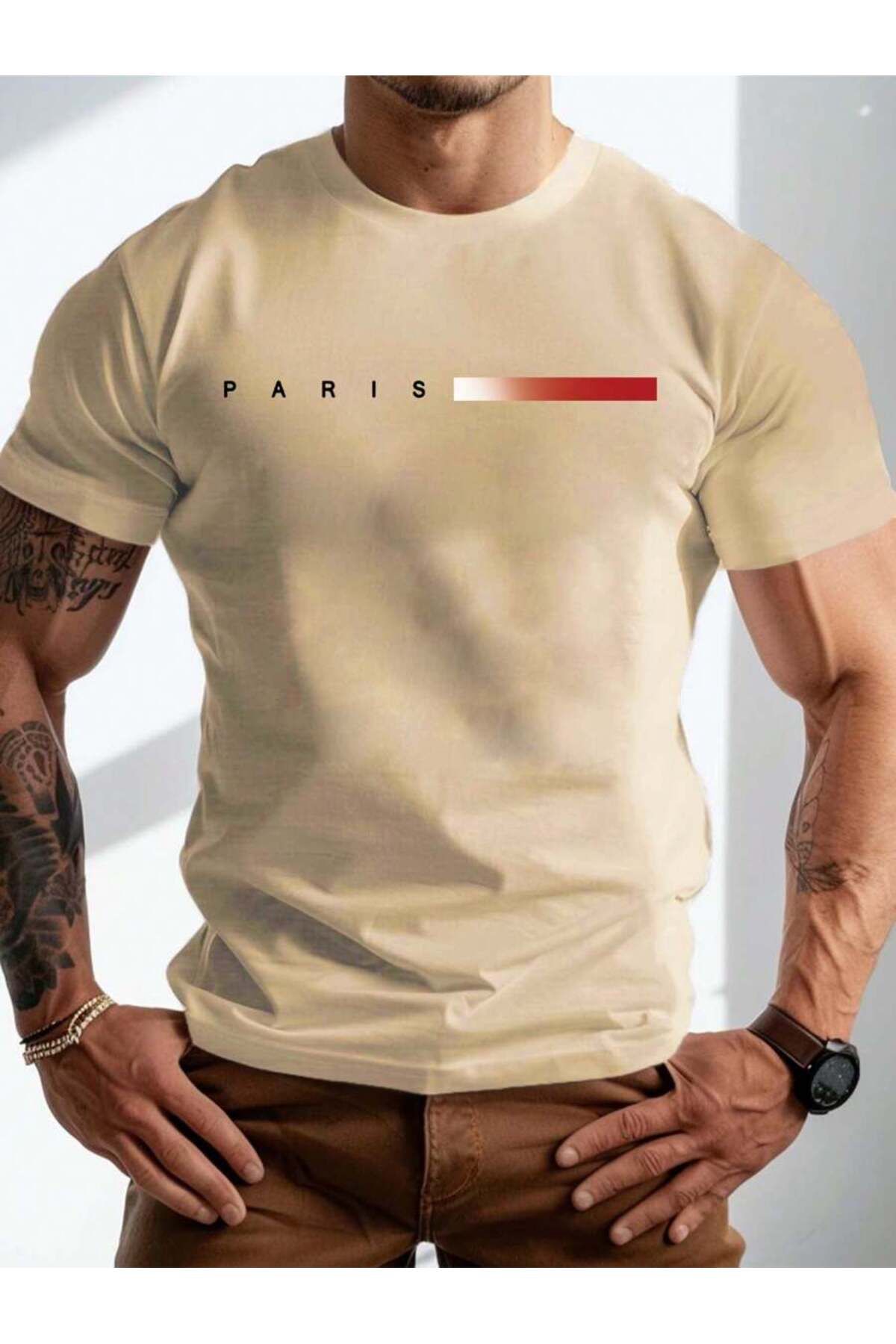 PAVRO Unisex Oversize tişört Paris Baskılı T-shirt