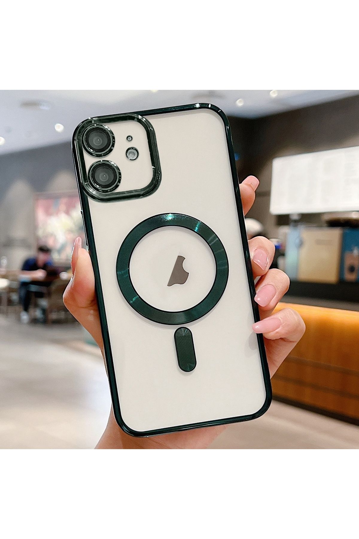 PSGT Apple ( Iphone 11 ) Kılıf Magsafe Kamera Lensli Korumalı Şeffaf Silikon Kapak