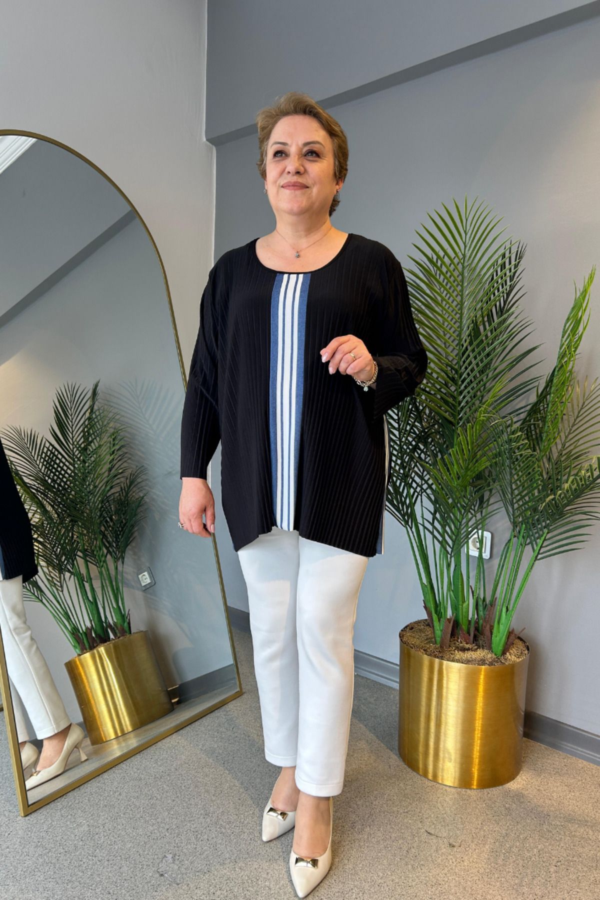 selma Büyük Beden Plise Bluz