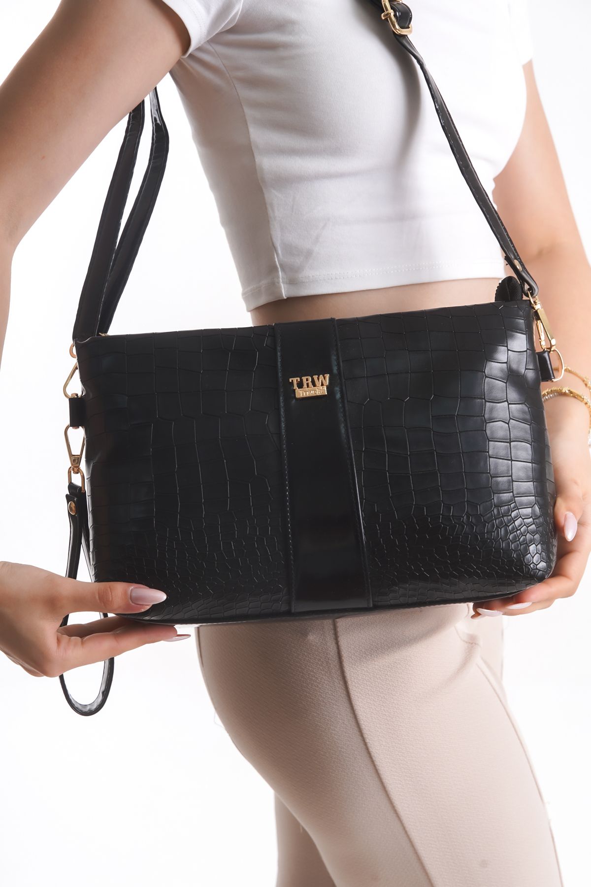 Solo Bag Portföy Deri Clutch El Çantası Uzun Omuz Askılı Çanta