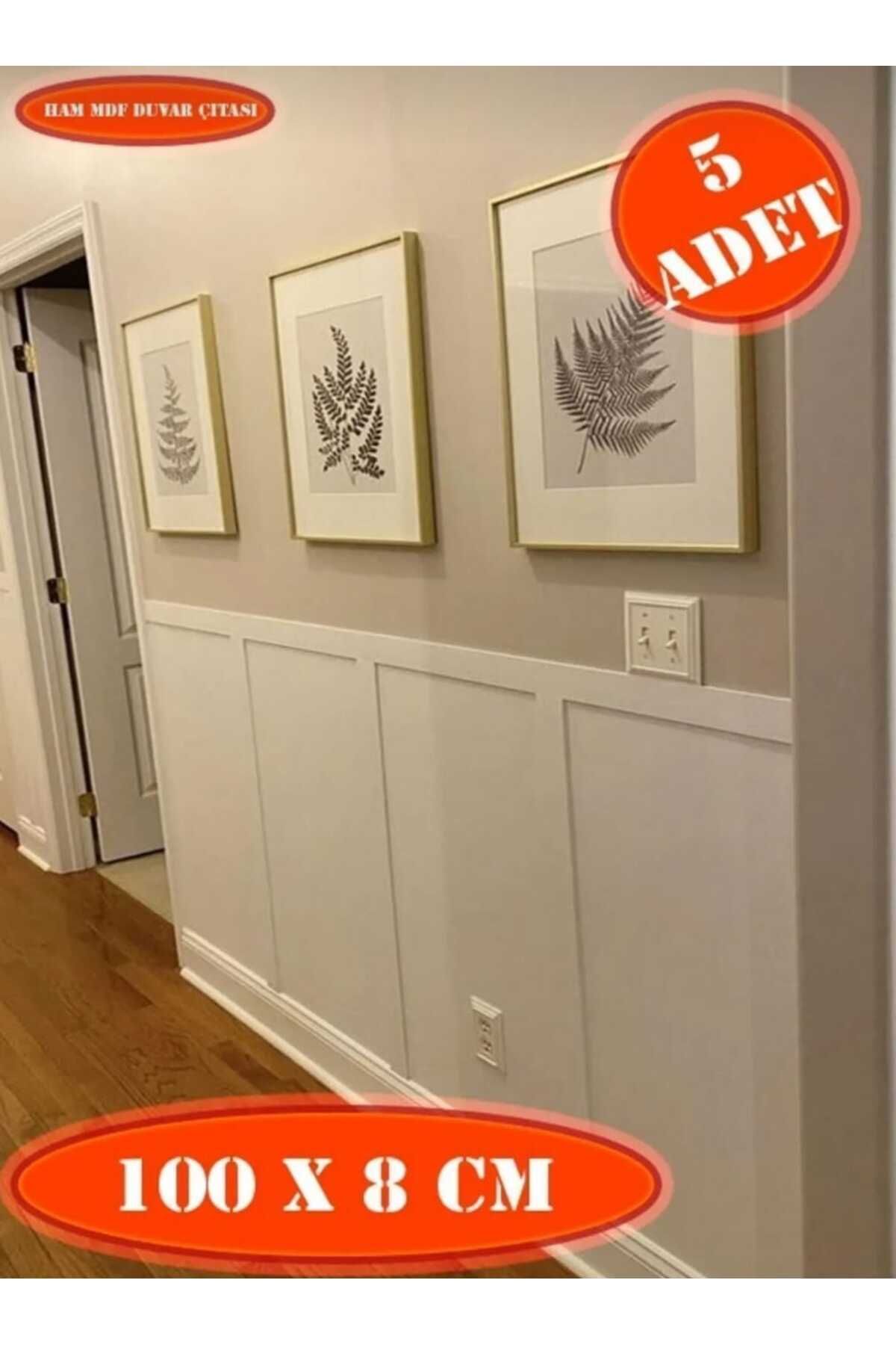 Iskandinav Duvar Çıtası 1 Paket (5 ADET) 100×8 Cm Dekoratif Boyanabilir Duvar Çıtası