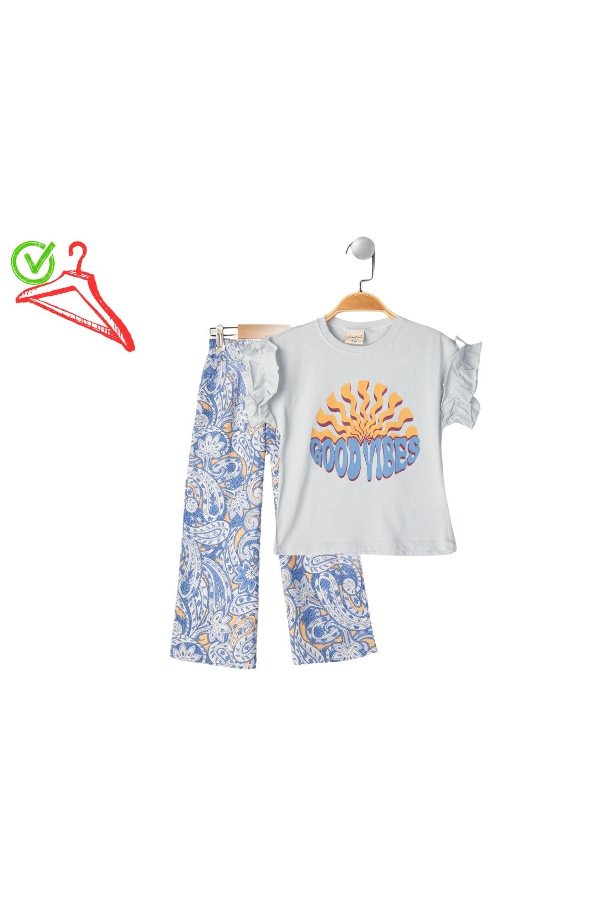 mini fonte kids 9 yaş kız çocuk desenli ikili takım