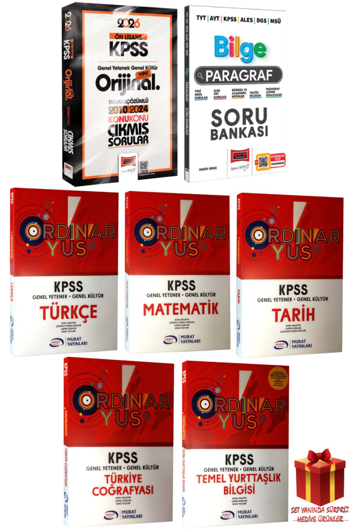 Yargı Yayınları 2026 KPSS Ön Lisans Orijinal Çıkmış Sorular 2010-2024+Bilge Paragraf SB.+Ordinaryus Konu Anlatımlı