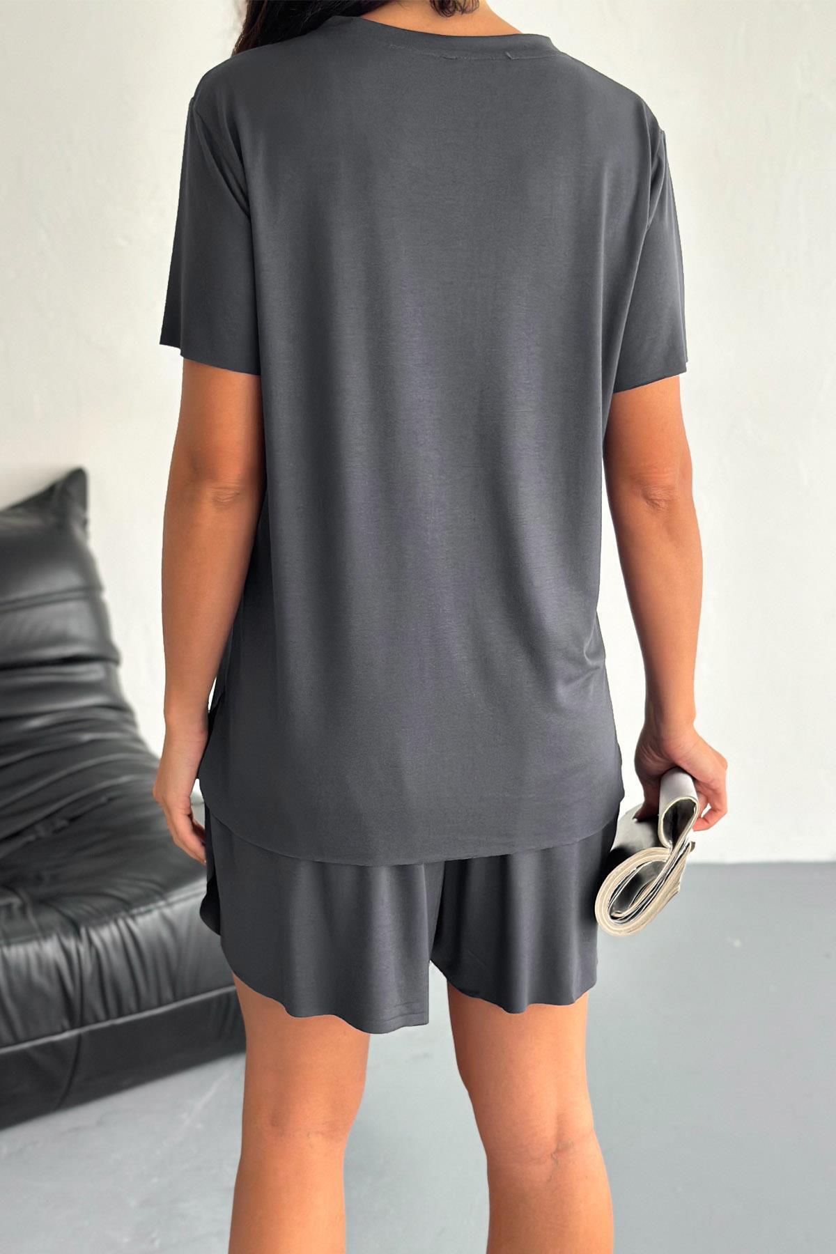 İstangül Butik-Modal Fabric Comfortable and Flexible Shorts Suit 3