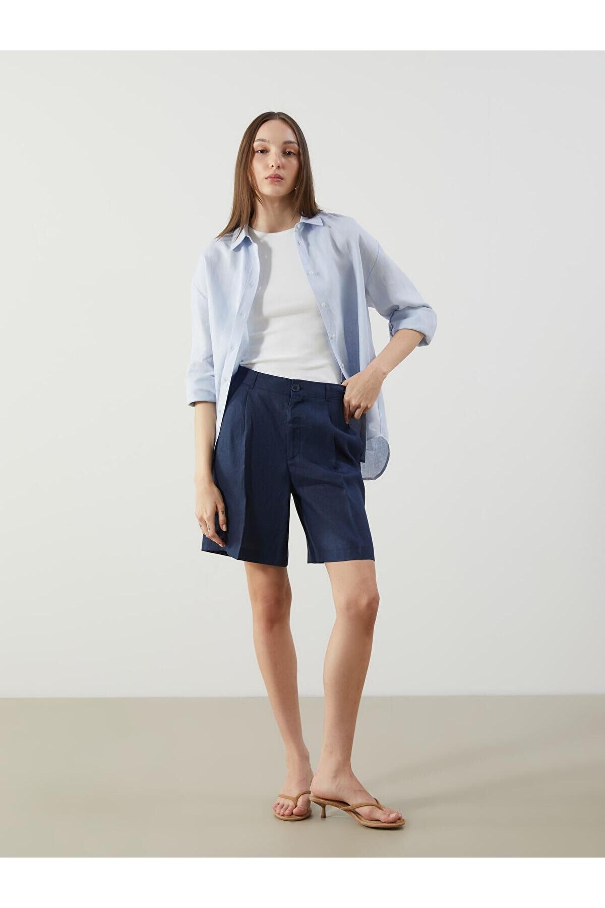 LC Waikiki LCW Vision Loose Fit Keten Kadın Şort (S5)