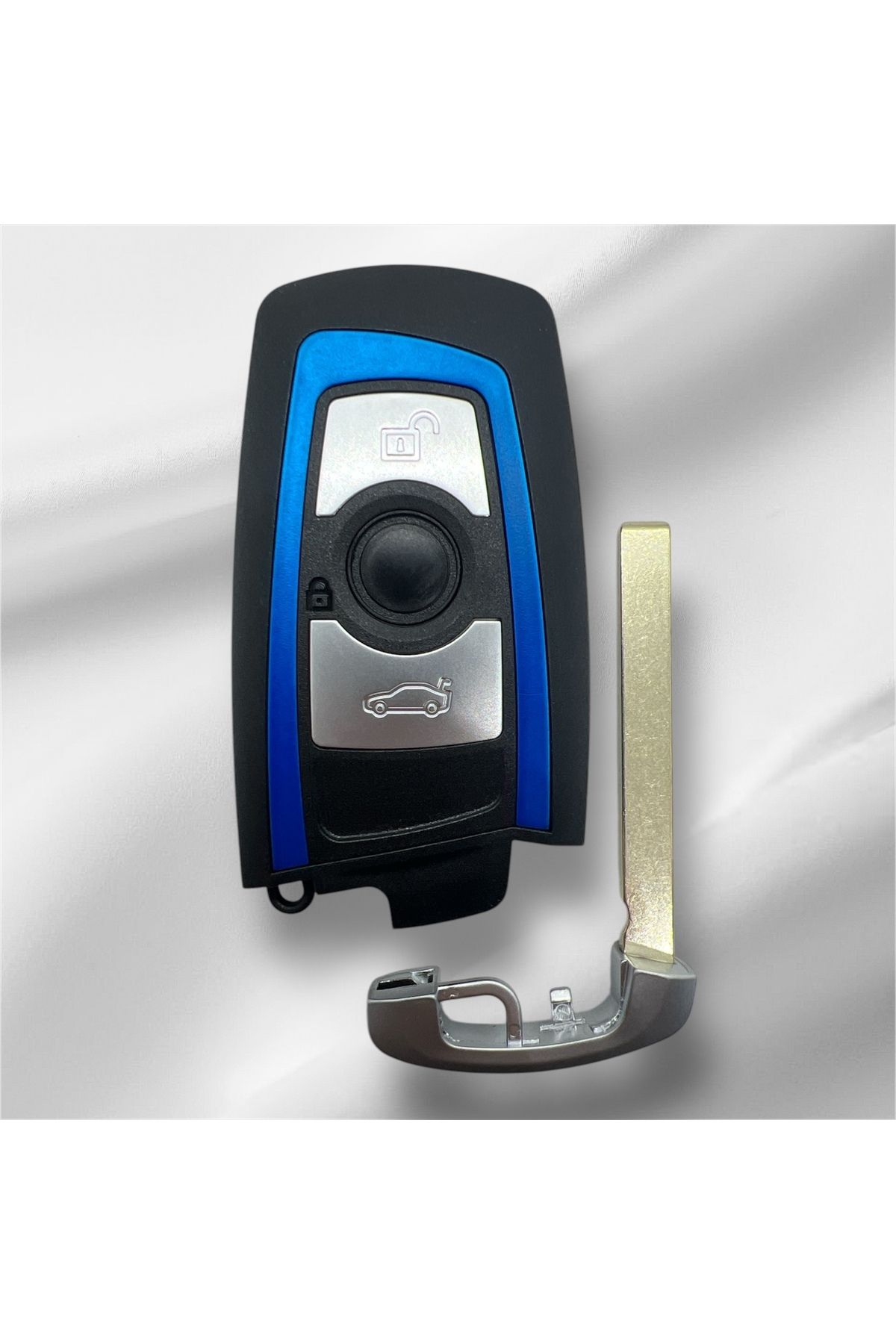 Luxe Aksesuarr BMW Smart F30 F32 F10 F20 Uyumlu 3 Buton Kumanda Kabı Mavi