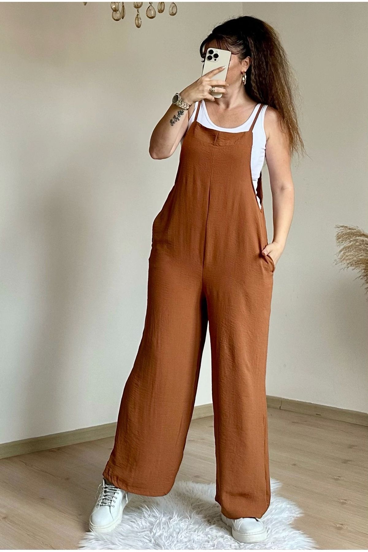 azra moda Atlet Dahil Efsane Tulum Kahve