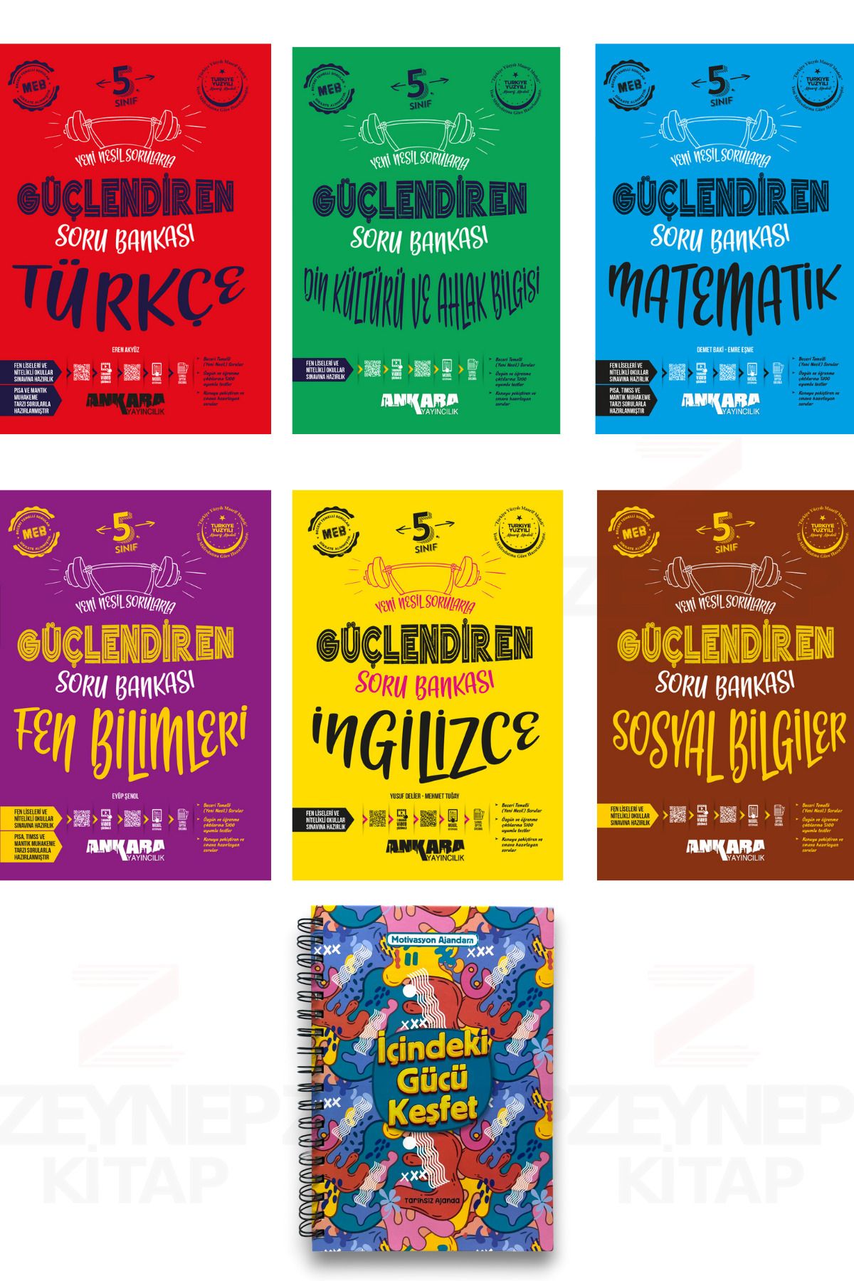Ankara Yayıncılık 5.Sınıf Güçlendiren Soru Bankası(Türkçe-Matematik-Fen-Sosyal-İngilizce-Din)(Ajanda Hediye)