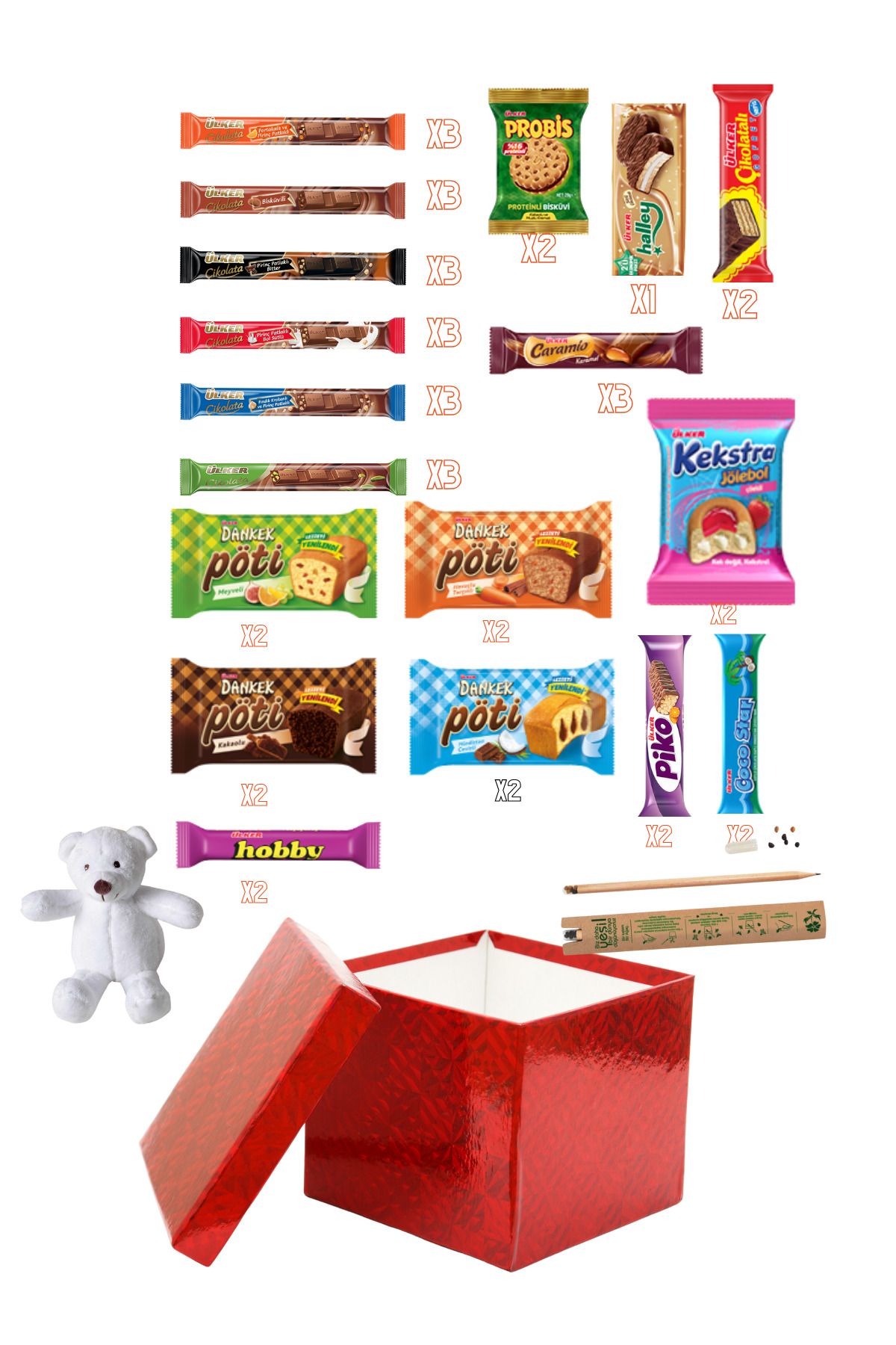 KibarGsmMarket ÇOKLU AVANTAJ HEDİYELİK ATIŞMALIK PELUŞ AYICIKLI PAKETİ 42 PARÇA
