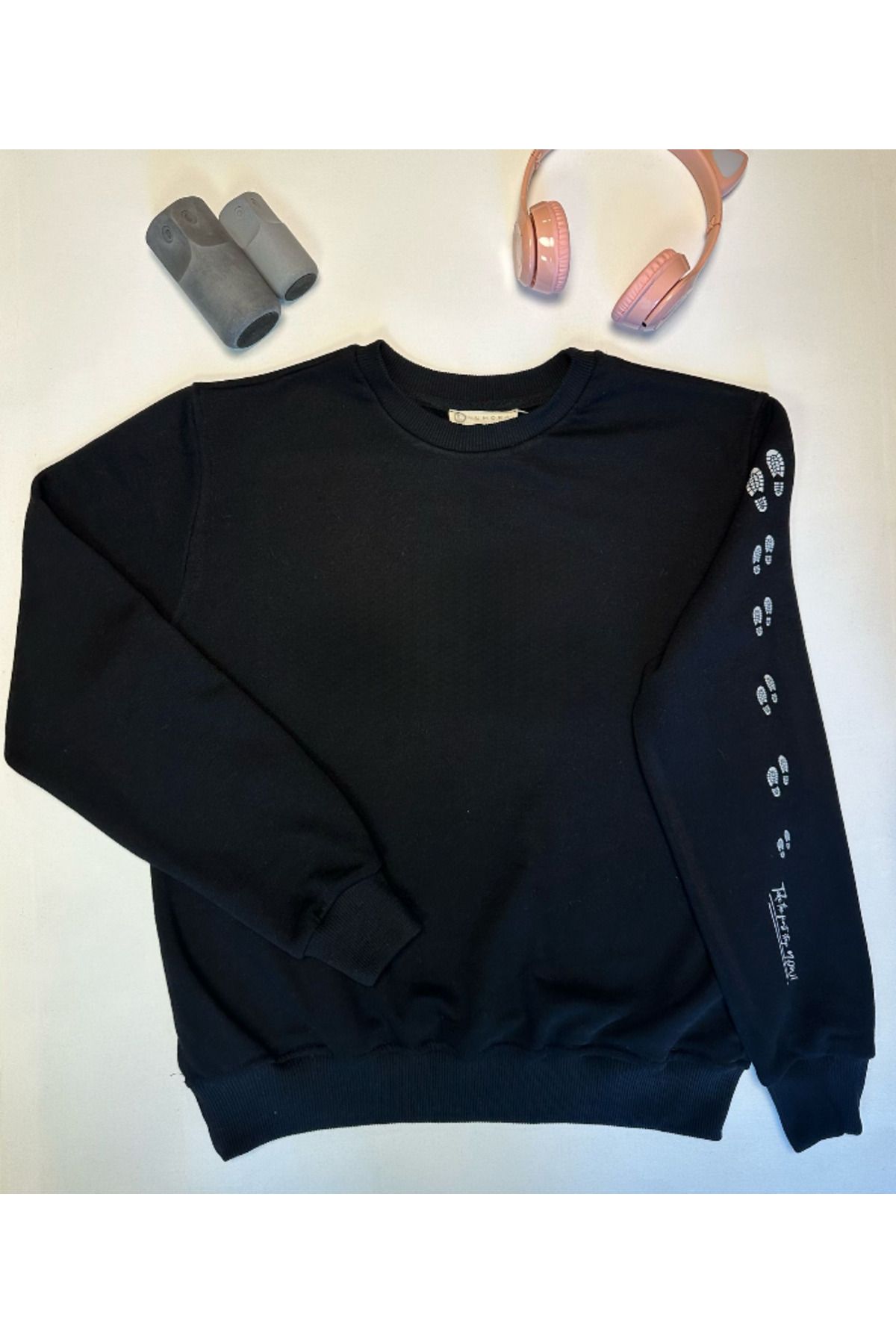 Lumora Design Siyah Adım Detay Sweatshirt