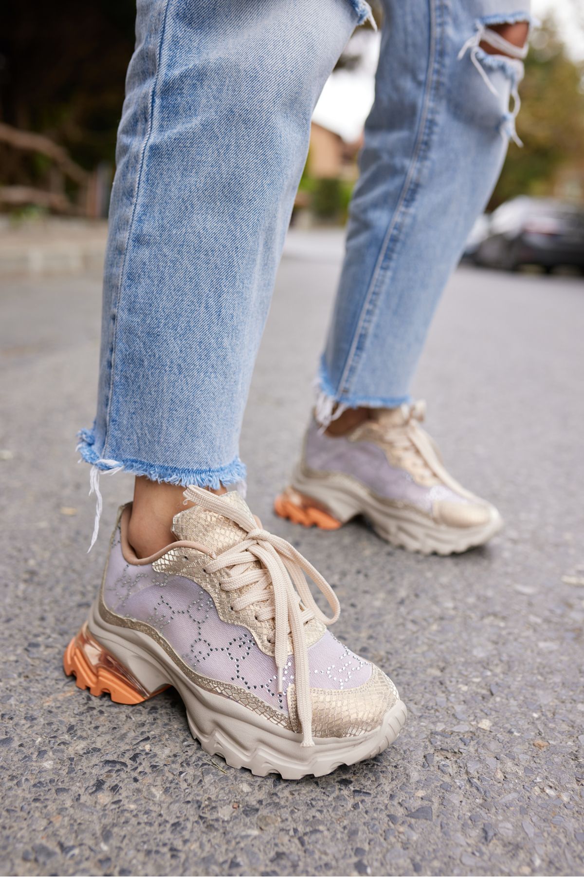 ANGELİNA JONES VİVA KADIN BEJ FILE TAS DETAY SNEAKER