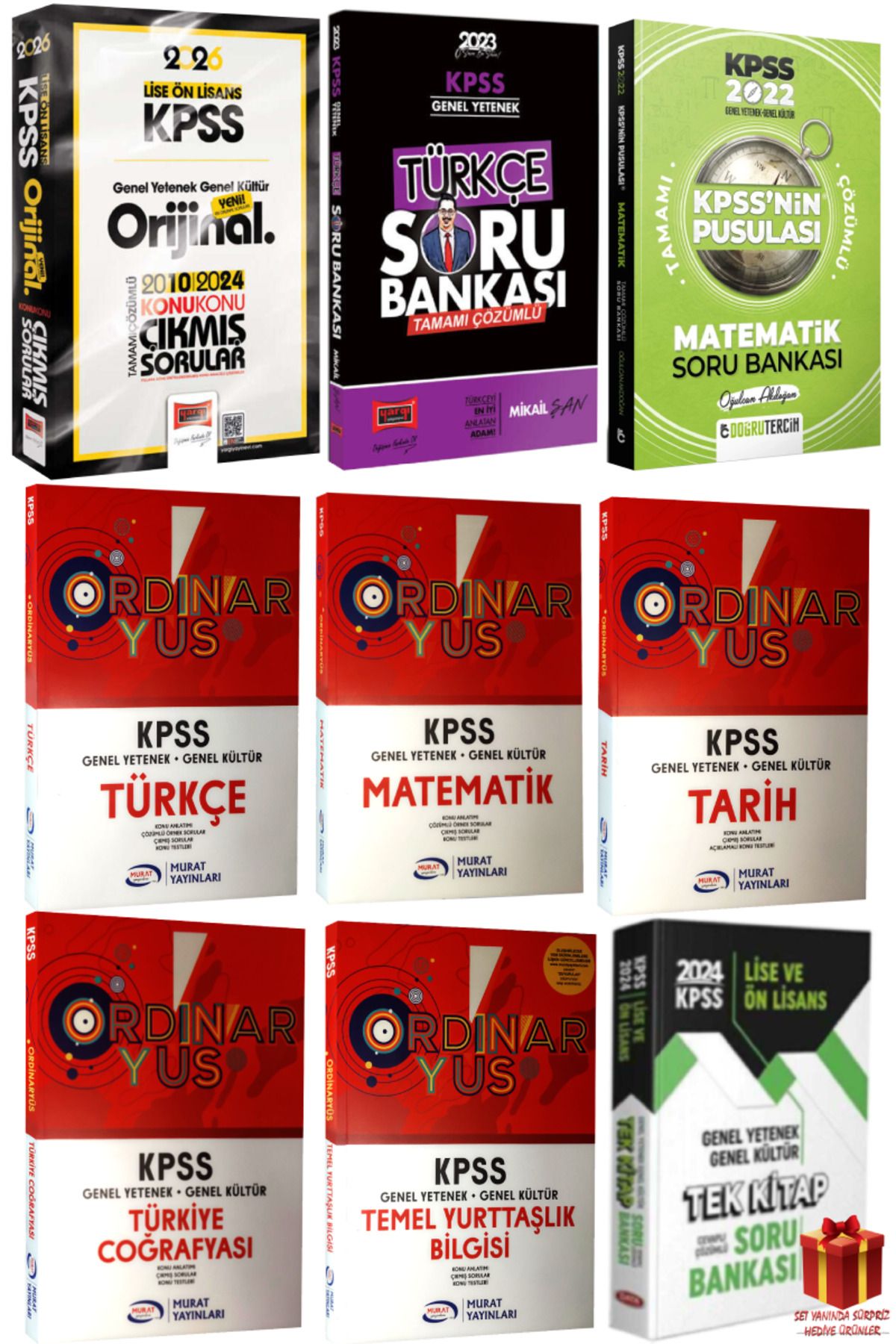 Yargı Yayınları 2026KPSS Lise-Ön Lisans Orijinal Çıkmış Soru 2010-2024+Türkçe-Matematik+Tek Kitap SB+Ordinaryus Konu
