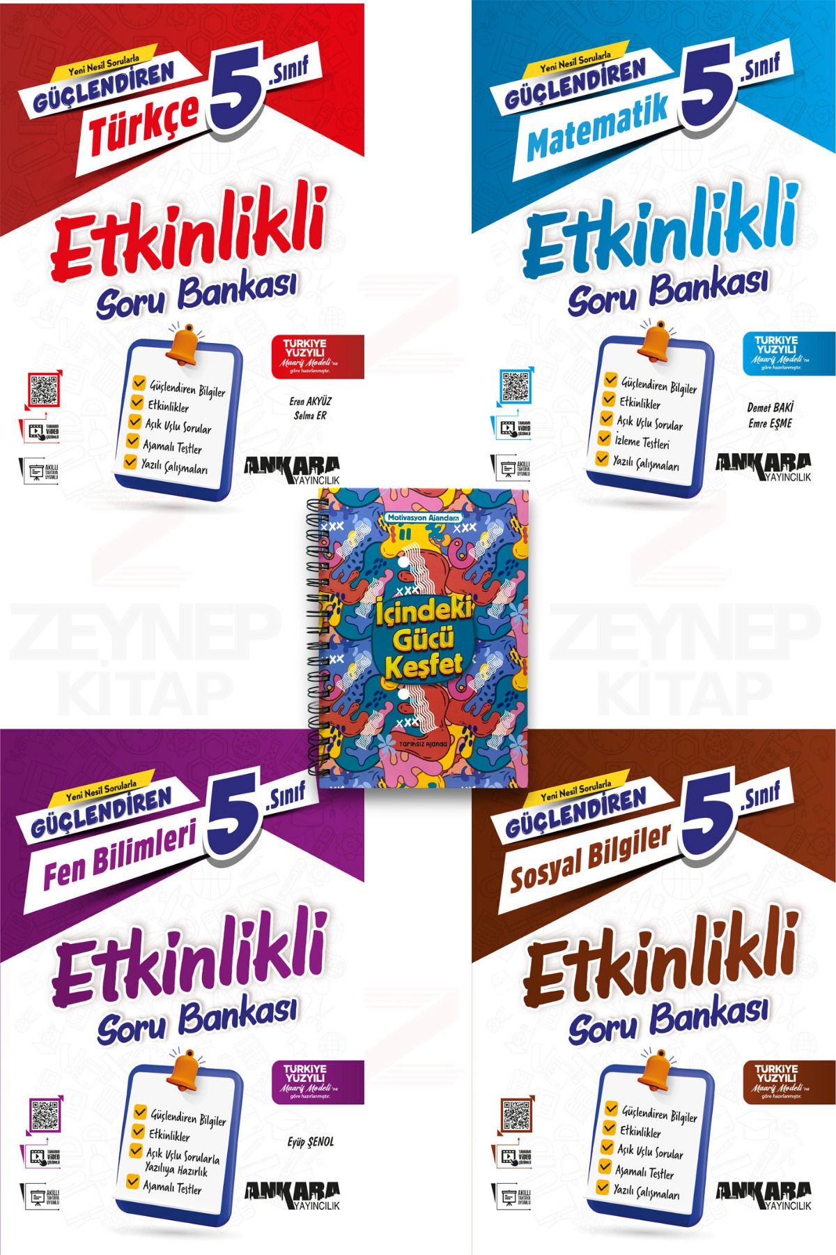 Ankara Yayıncılık 5.Sınıf Güçlendiren Etkinlikli Soru Bankası(Türkçe-Fen-Mat-Sosyal)(Motivasyon Ajandam Hediye)