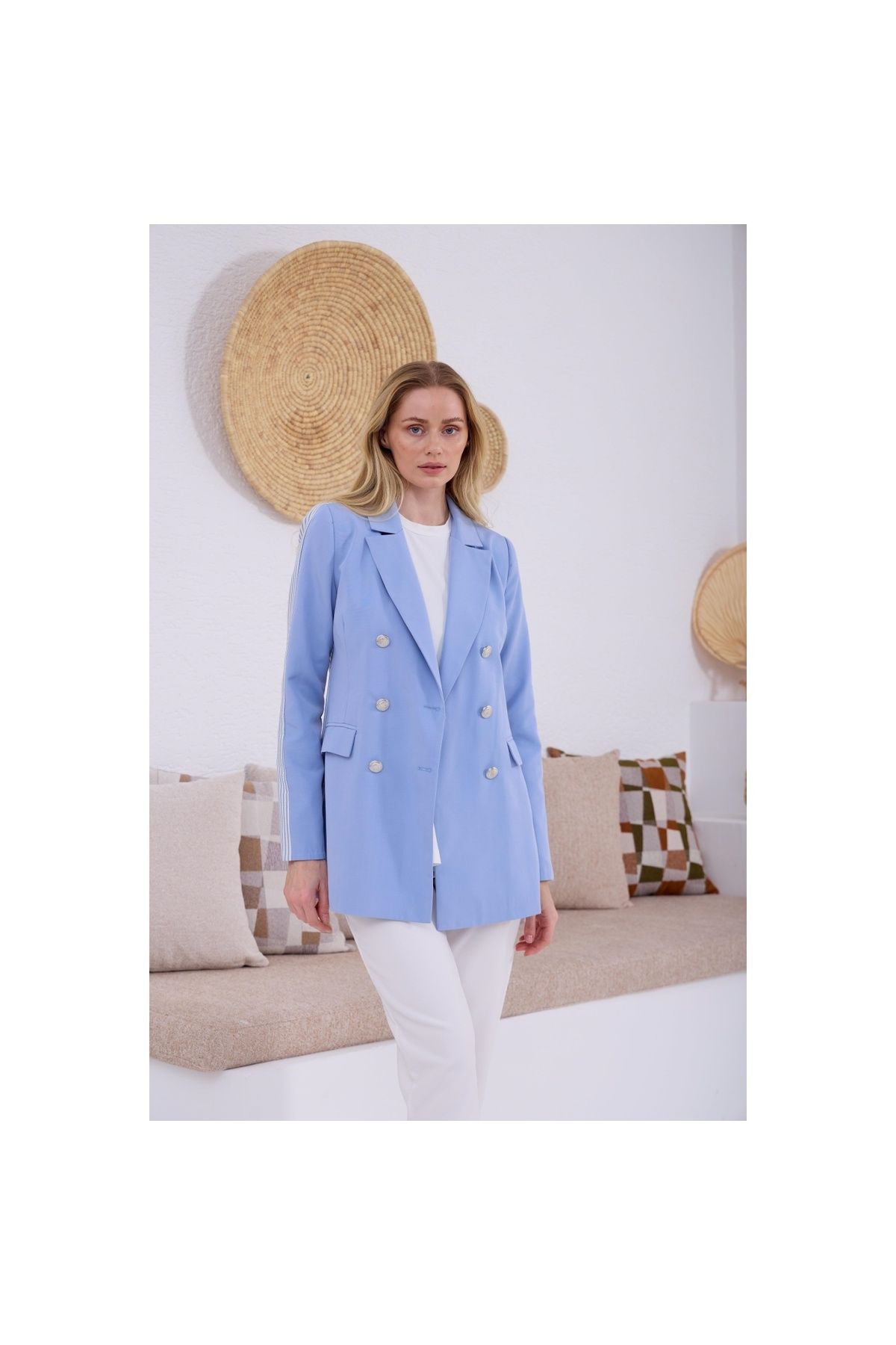 Moodbasic YENİ MOODBASİC SIRTI ÇİZGİLİ BLAZER CEKET MB04.46