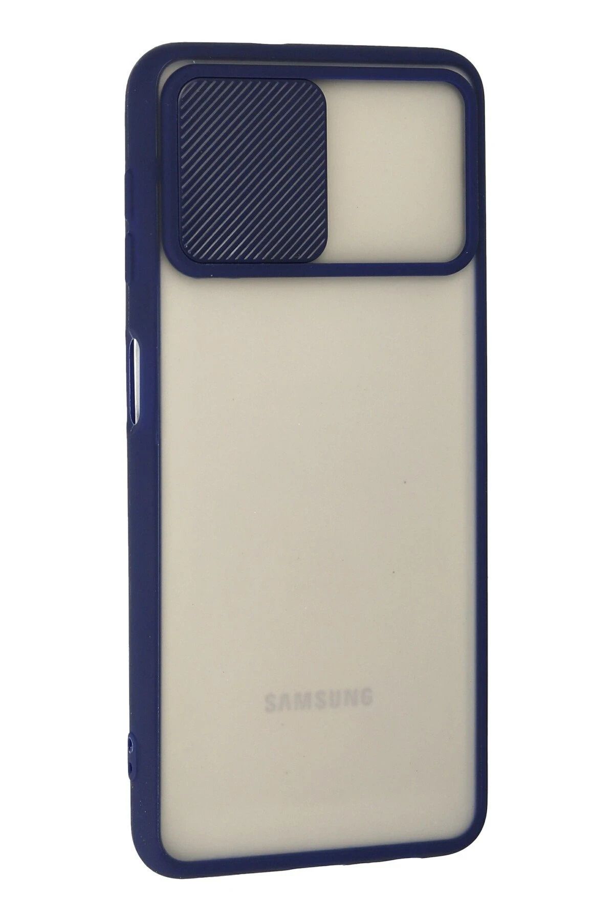 NewFace Samsung Galaxy A22 Kılıf Palm Buzlu Kamera Sürgülü Silikon - Lacivert WLZOR