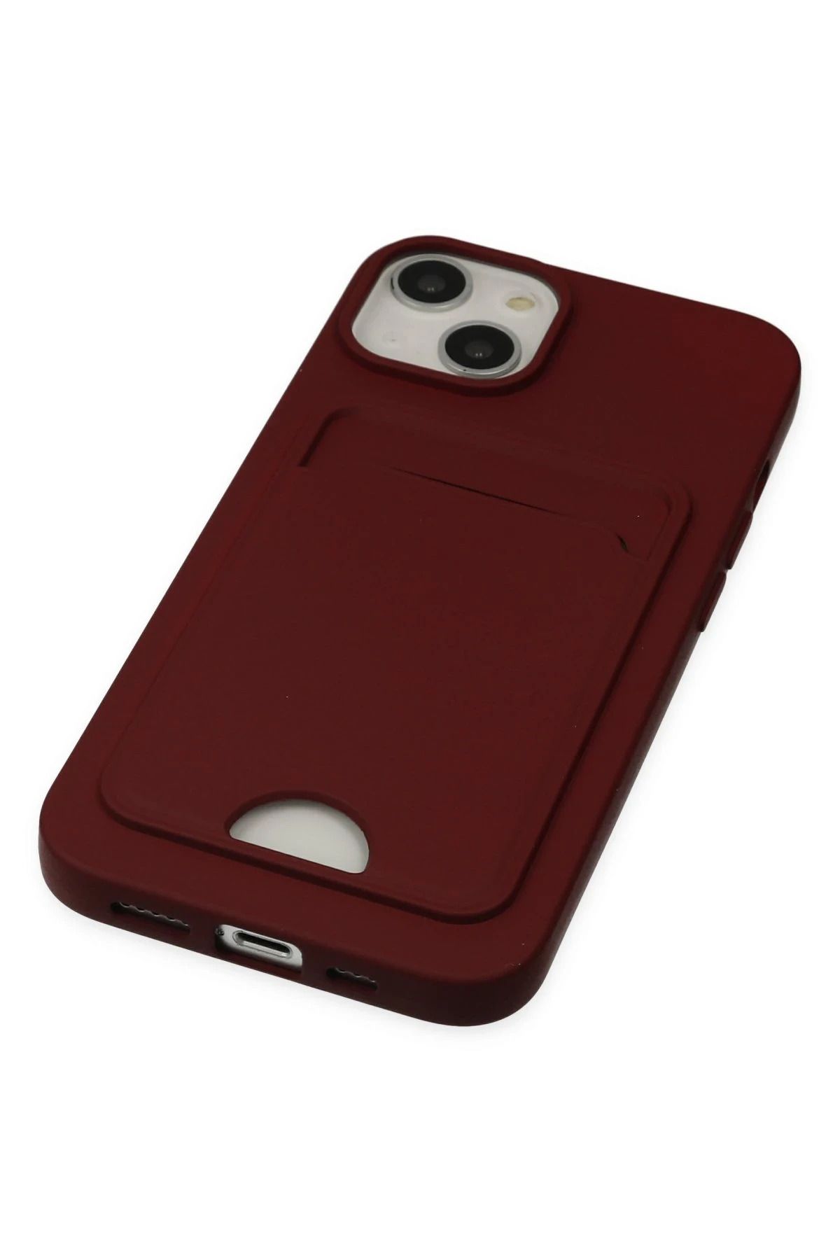 NewFace iPhone 14 Plus Kılıf Kelvin Kartvizitli Silikon - Bordo SVLRS
