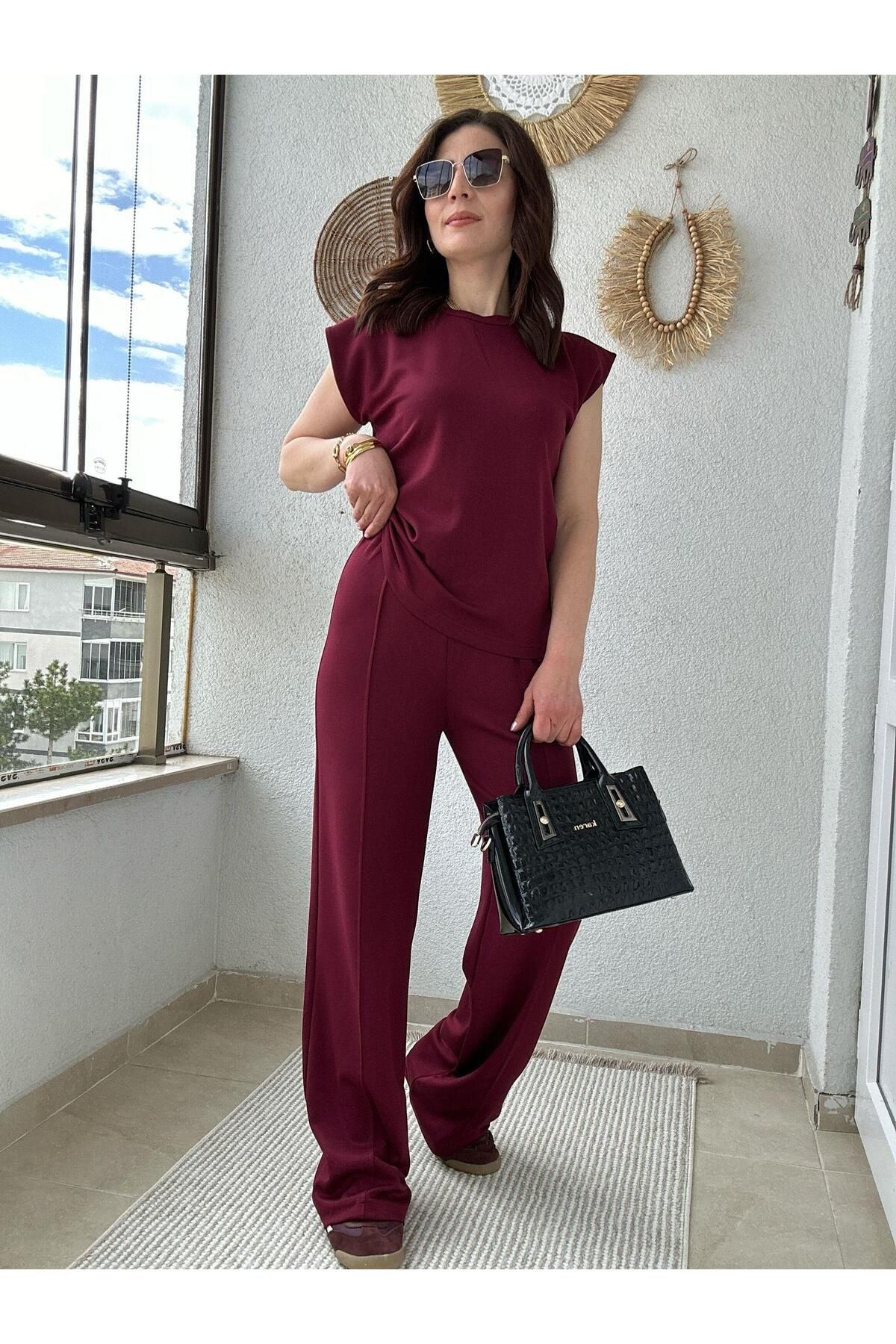 TUNAM BUTİK MODAL KUMAŞ KOLSUZ RAHAT TAKIM
