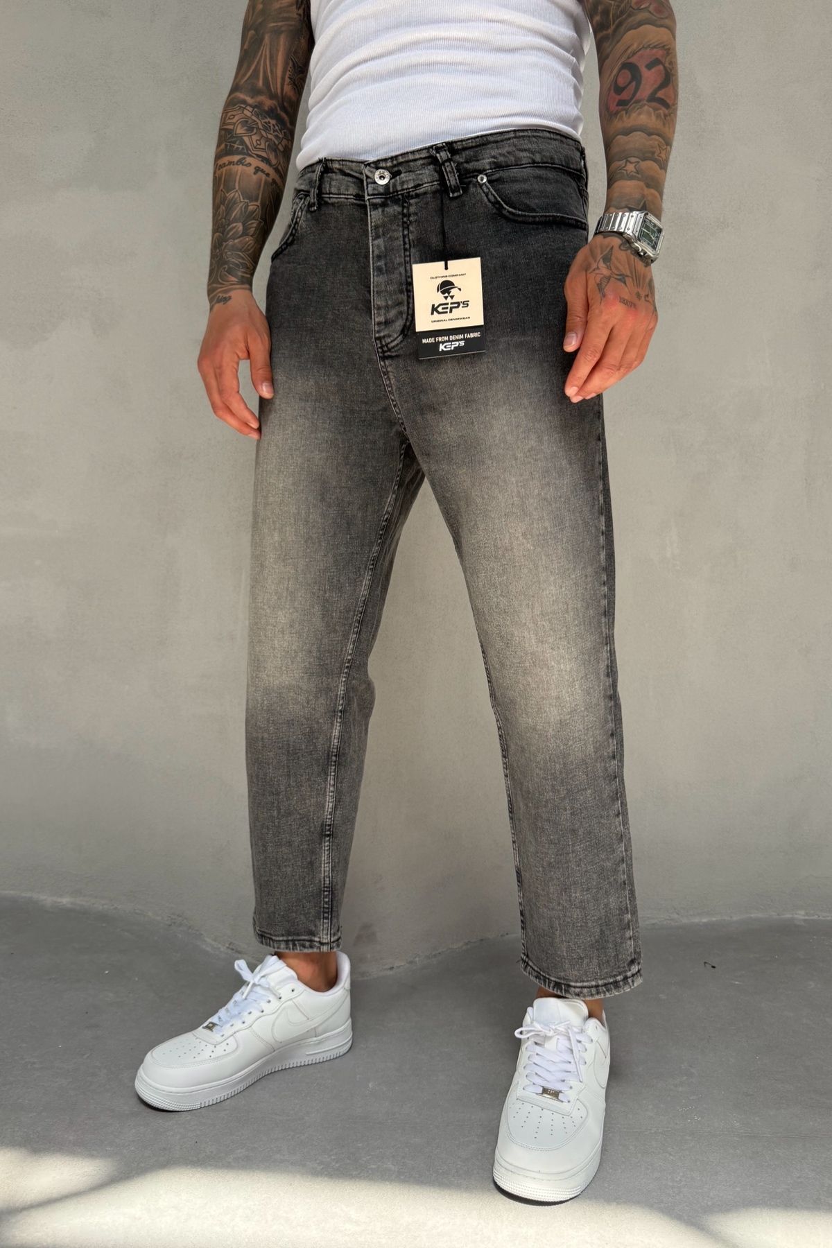 MADZEYMODA Erkek Füme Denim Kumaş Likralı Boyfriend Kalıp Jean Kot Pantolon KE-776