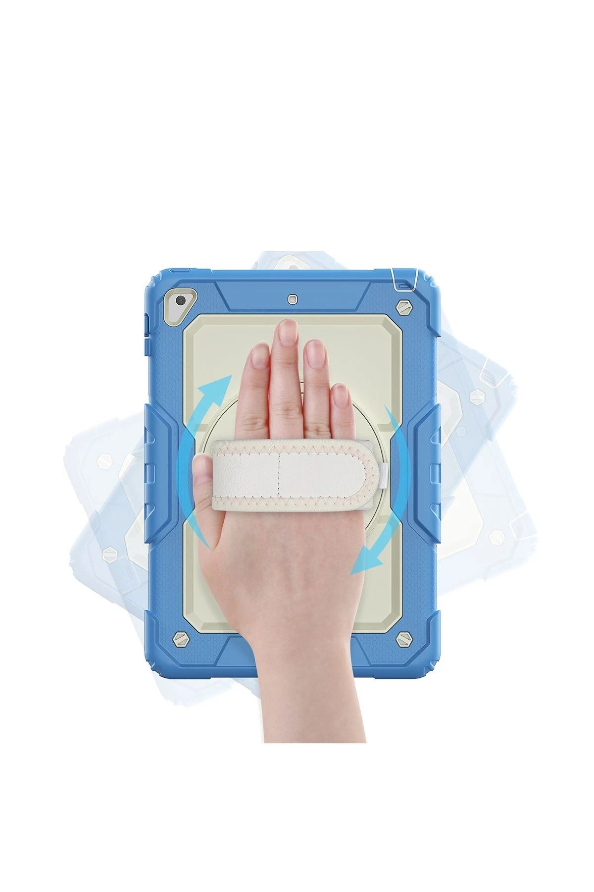NewFace iPad 5 Air 9.7 Kılıf Strap New Tablet Kapak - Mavi WLZOR