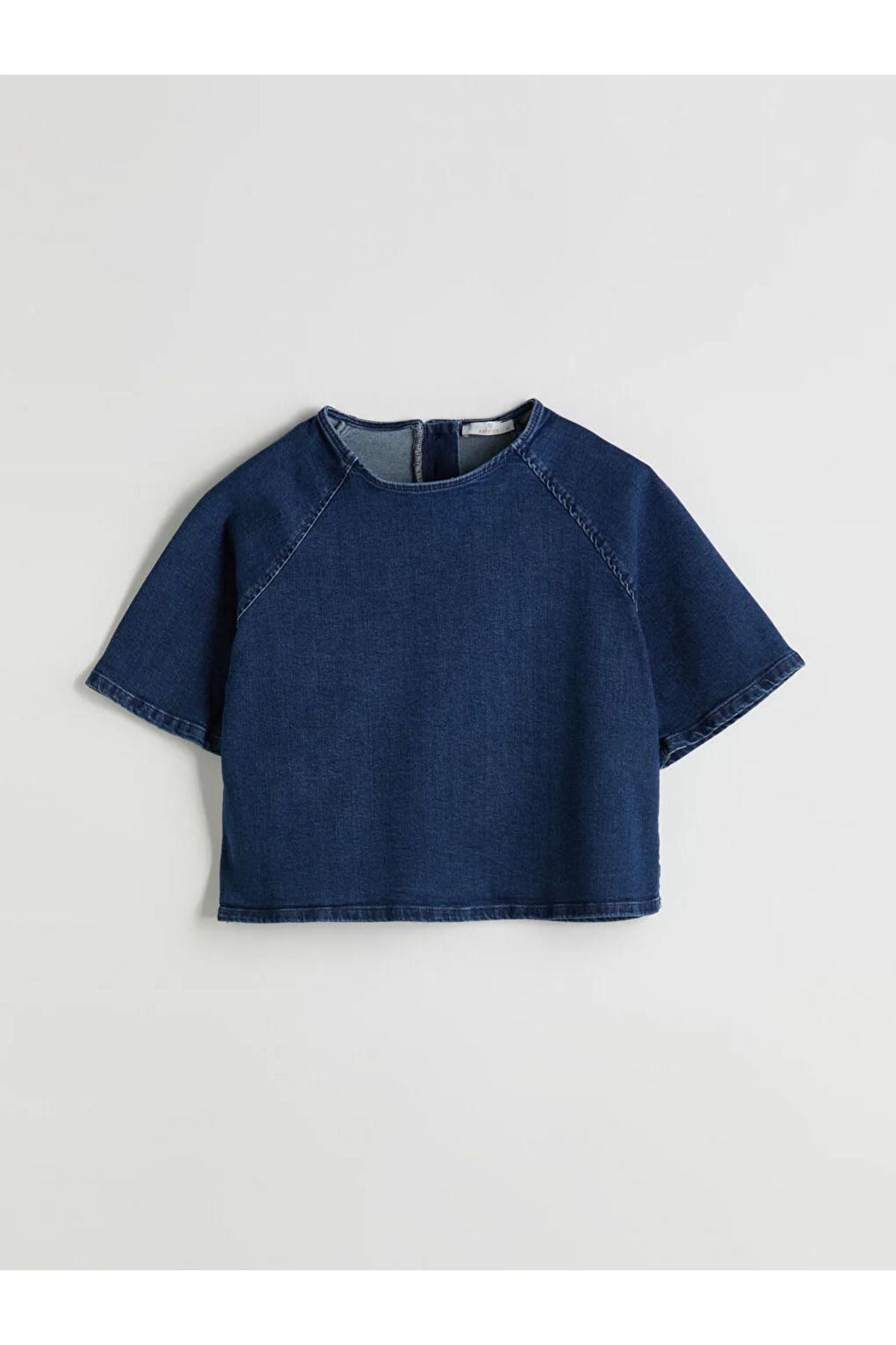 LC Waikiki Natuvera Lacivert Bisiklet Yaka Jean Bluz