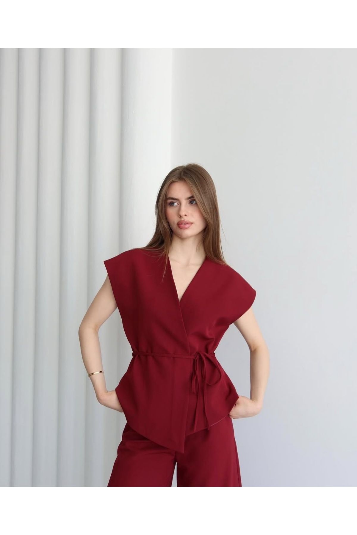 Ekim Store Asimetrik Bağcıklı Blazer Yelek Ceket