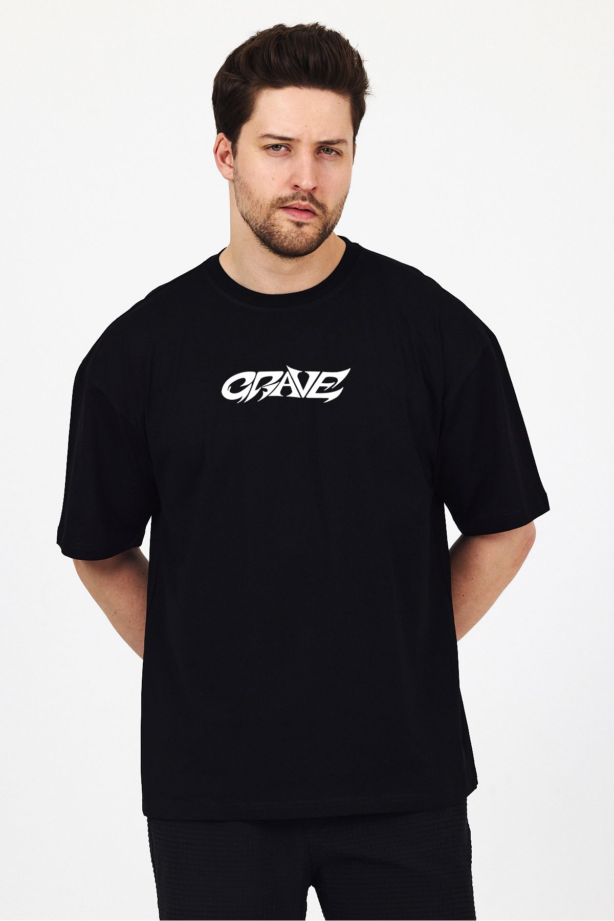 THE RULE Unisex Grave Baskılı Oversize %100 Pamuk Geniş Kesim Yumuşak Dokulu Bisiklet Yaka T-Shirt RF0508