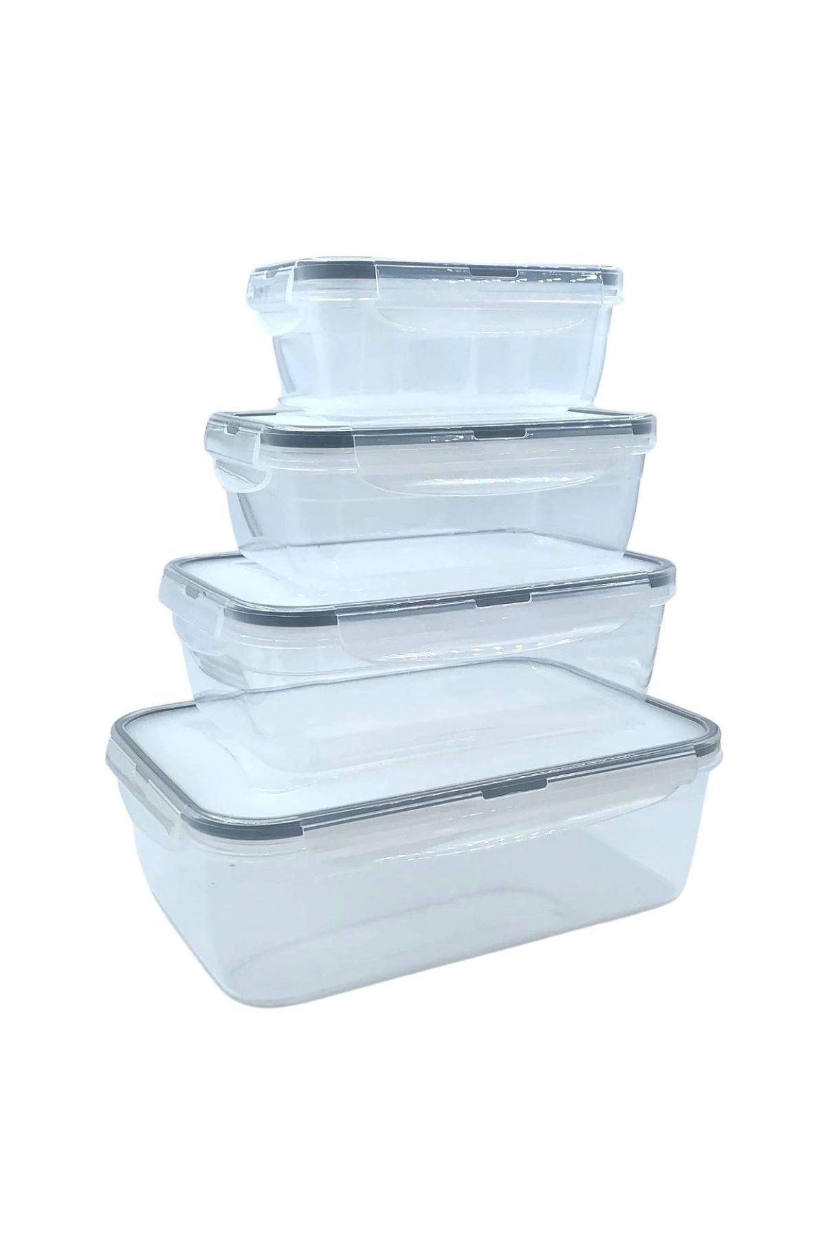 STOREMAX 4'lü İç İçe Sızdırmaz Contalı Kilitli Kapaklı Plastik Erzak Saklama Kapları LC315 (5047)