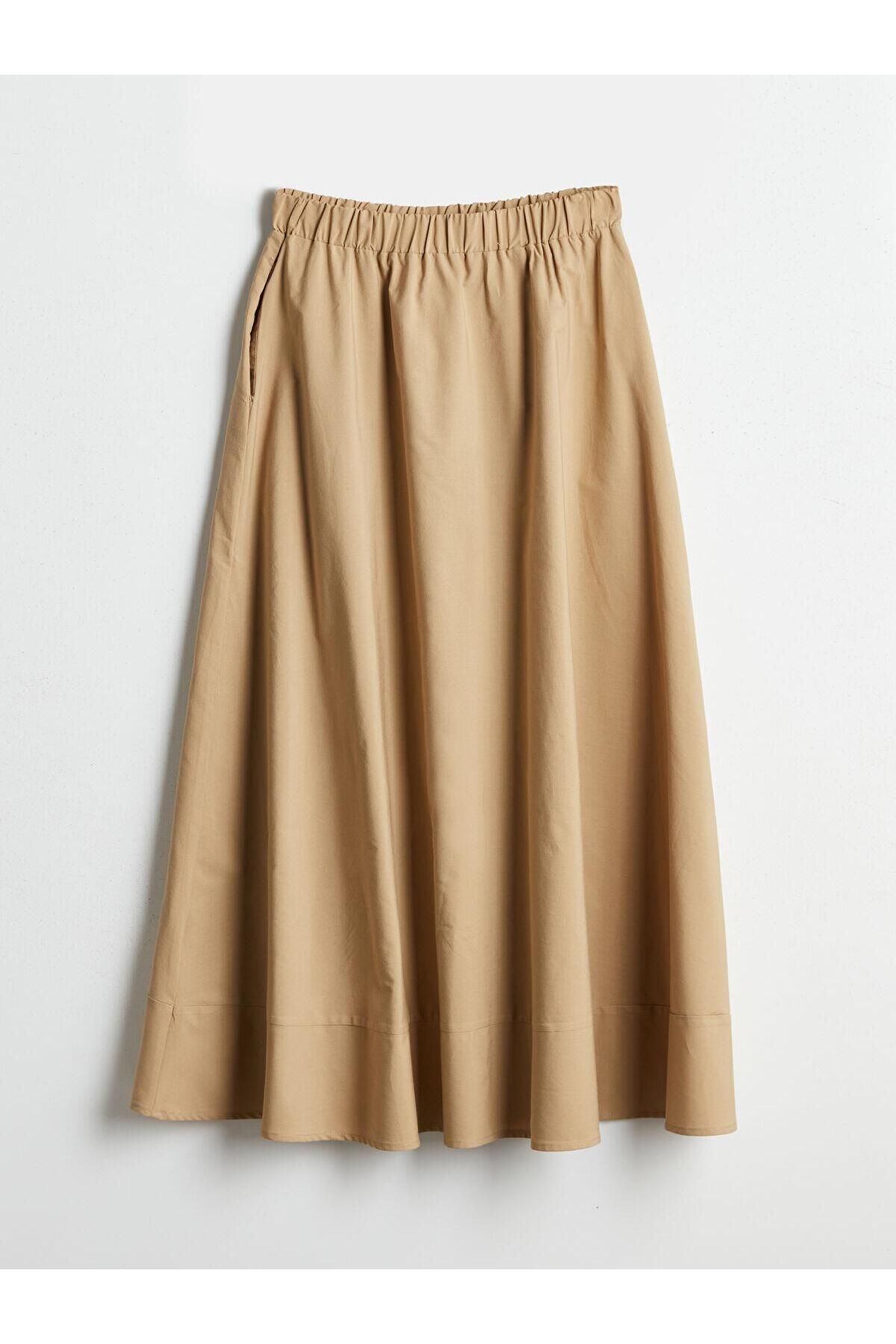 LC Waikiki-LCW Μέτρια ελαστική μέση Poplin Flared φούστα (S5) 5