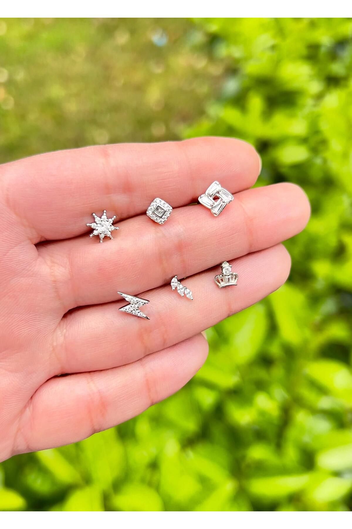 Defne Silver Kare Gümüş Piercing