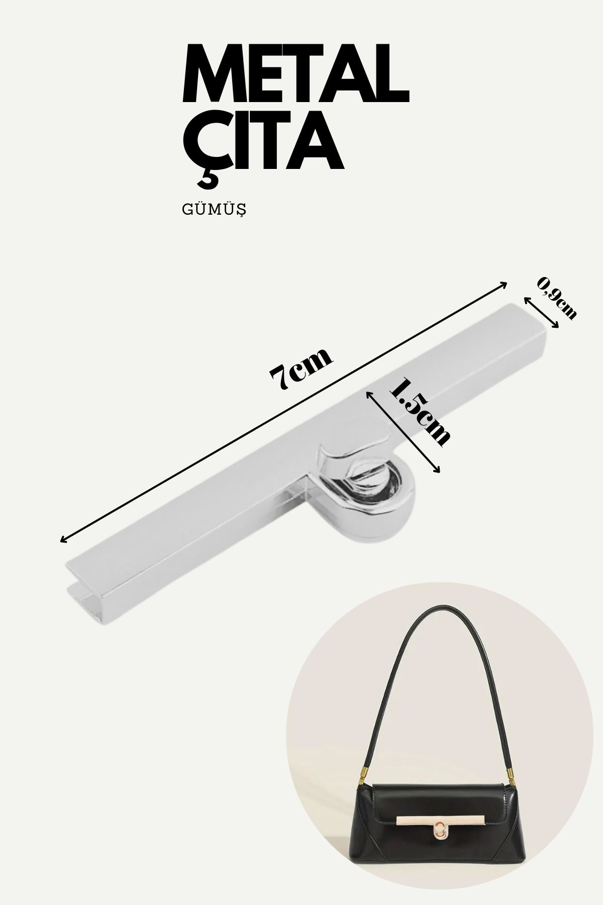 Kardelux Çanta Kapak Çıtası - 7cm Uzunluk- Çanta Aksesuarı