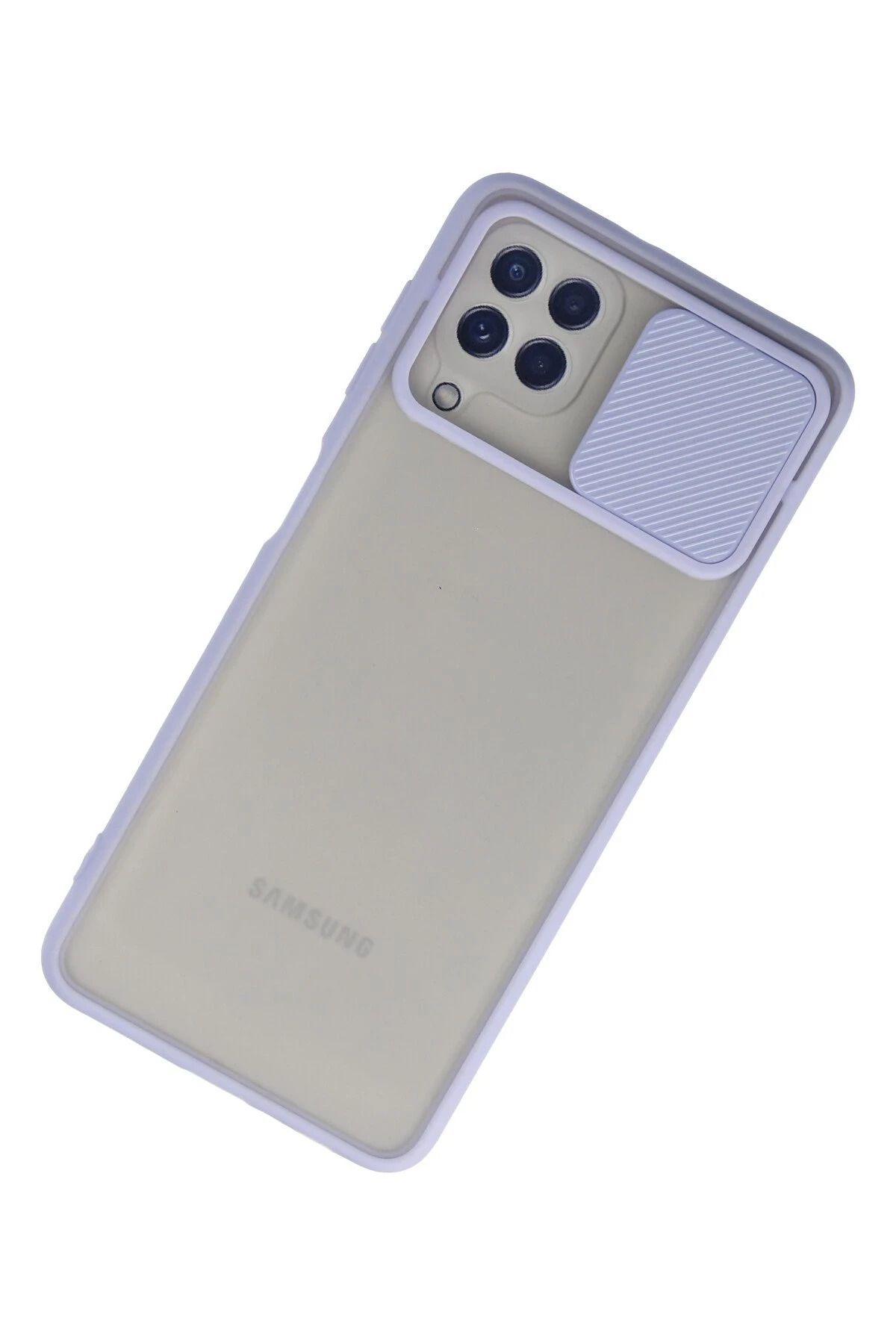 NewFace Samsung Galaxy A22 Kılıf Palm Buzlu Kamera Sürgülü Silikon - Lila WLZOR