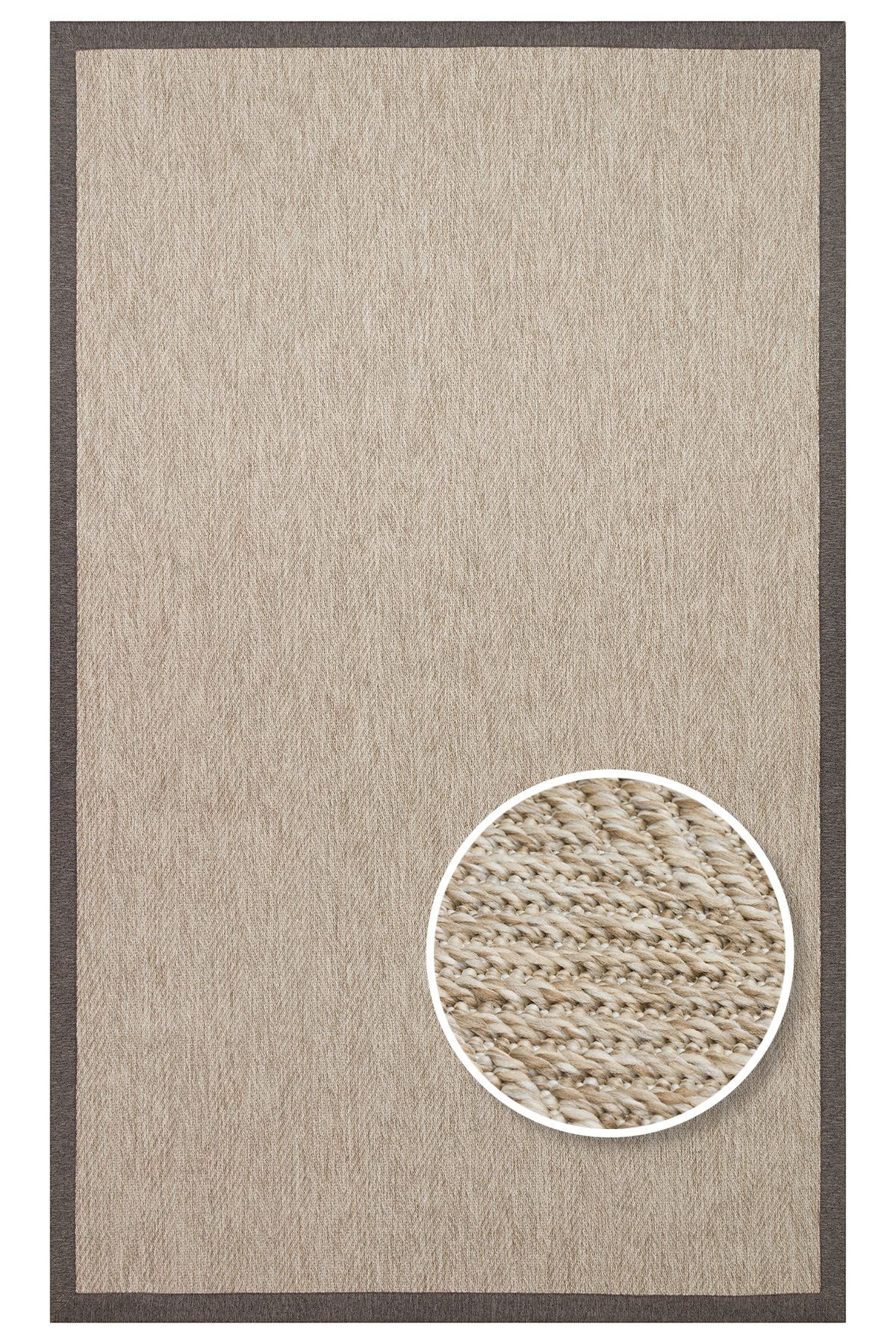 Eko Halı Eko Halı Ventura Vnt2704 l.beige Brd Dark Mix Hav Vermeyen Kolay Temizlenebilir Bordürlü Sisal Halı
