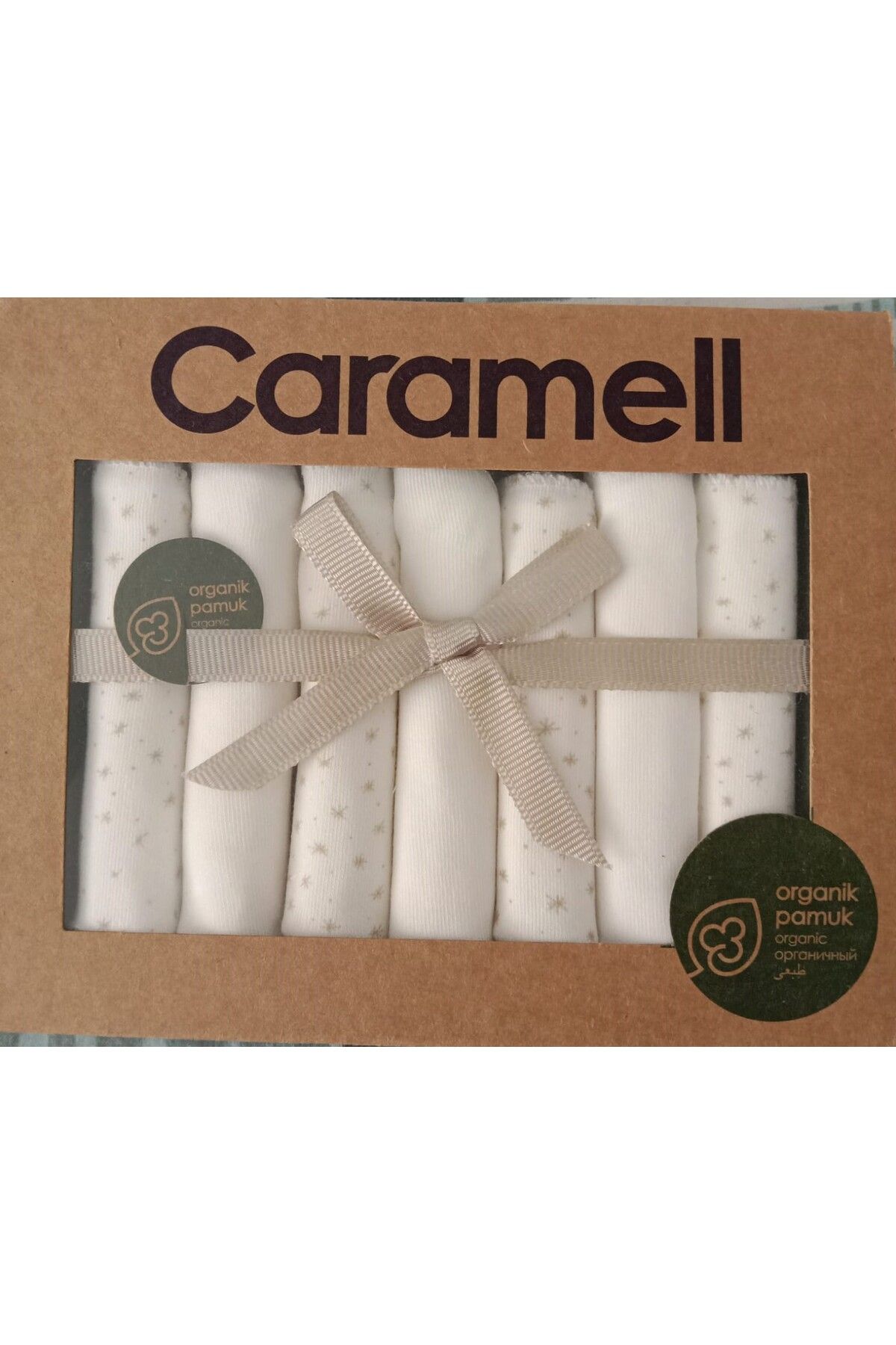 Caramell 7 Li Bebek Ağız Silme Mendili // Yeni Doğan // 2025 Yıldız Desen 2046