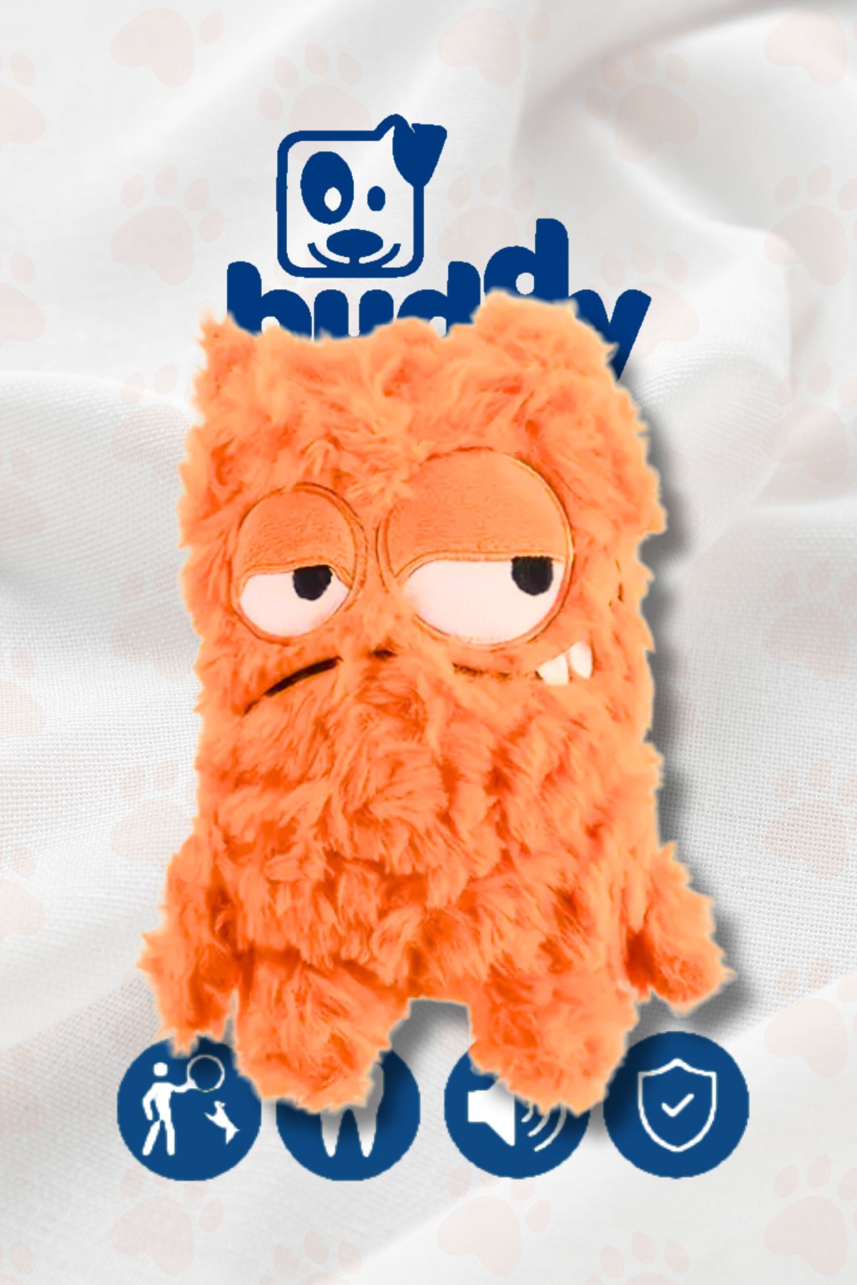 buddyTR " CuddleMonster " Turuncu Peluş Köpek Oyuncağı - Isırmaya Çekiştirmeye Dayanıklı