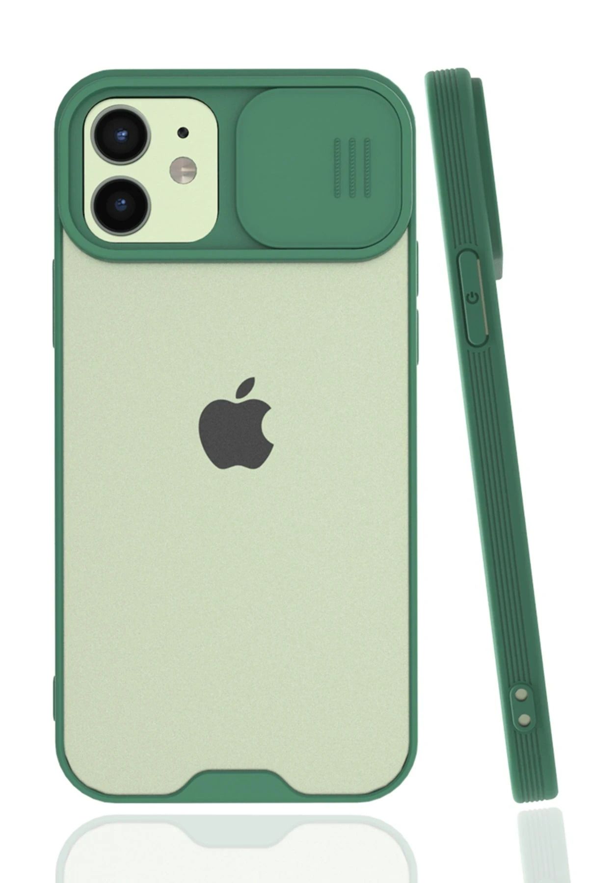 NewFace iPhone 12 Kılıf Platin Kamera Koruma Silikon - Yeşil SVLRS