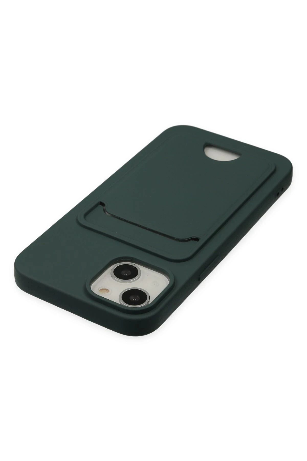 NewFace iPhone 14 Plus Kılıf Kelvin Kartvizitli Silikon - Koyu Yeşil WLZOR