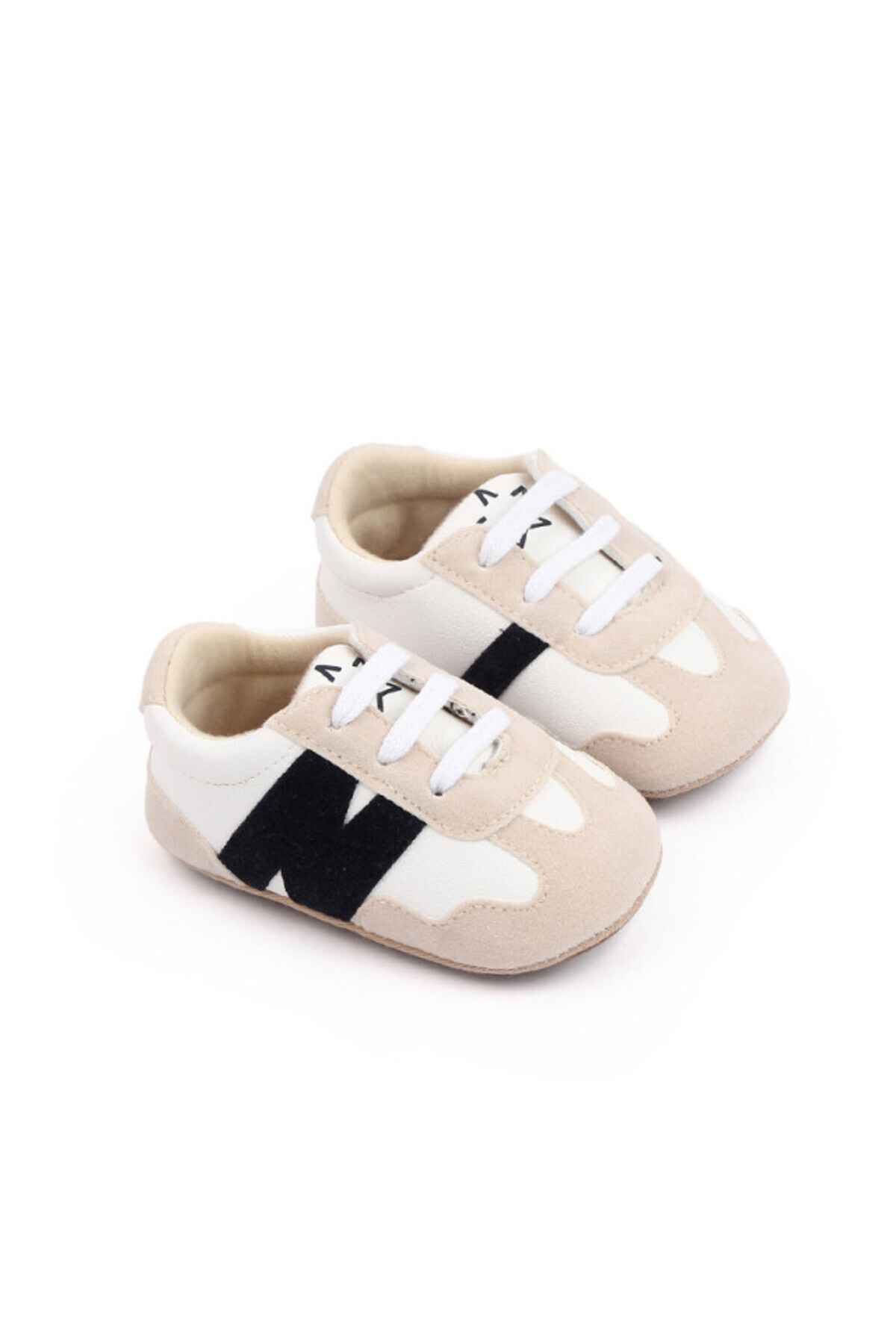 Superbaby-White sneakers with cream and black inserts 4