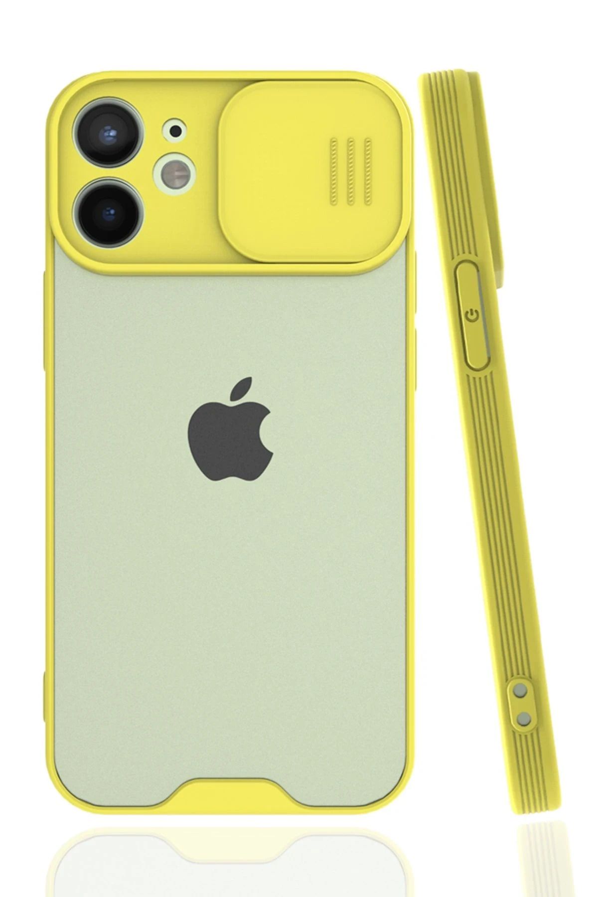 NewFace iPhone 12 Mini Kılıf Platin Kamera Koruma Silikon - Sarı SVLRS