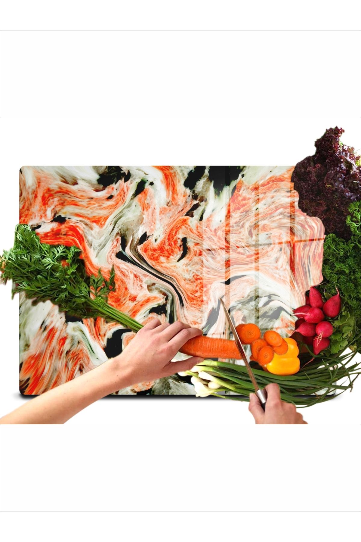 HomeJamin Dekoratif Ebruli Cam Kesme ve Doğrama tahtası sunumluk 25 x 35cm