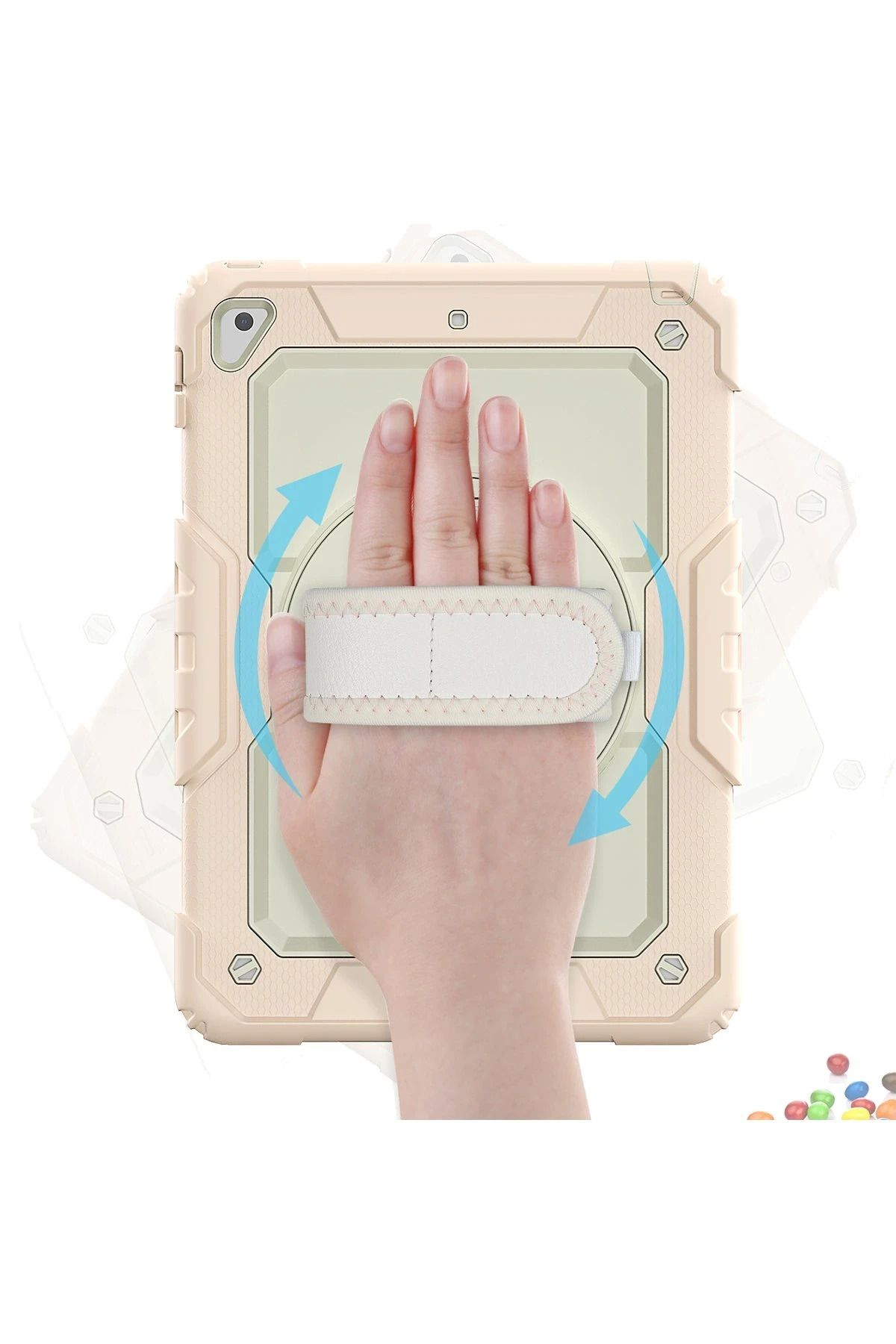 NewFace iPad 5 Air 9.7 Kılıf Strap New Tablet Kapak - Pembe WLZOR