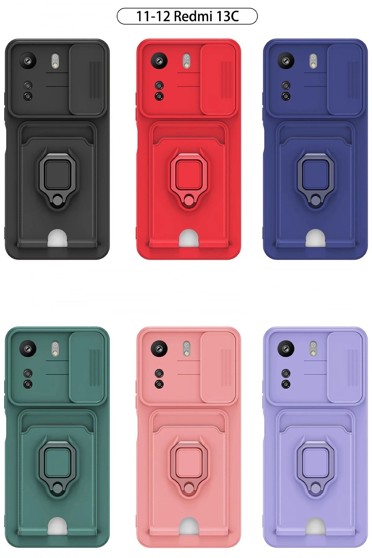 NewFace Xiaomi Redmi 13C Kılıf Zuma Kartvizitli Yüzüklü Silikon - Lila WLZOR