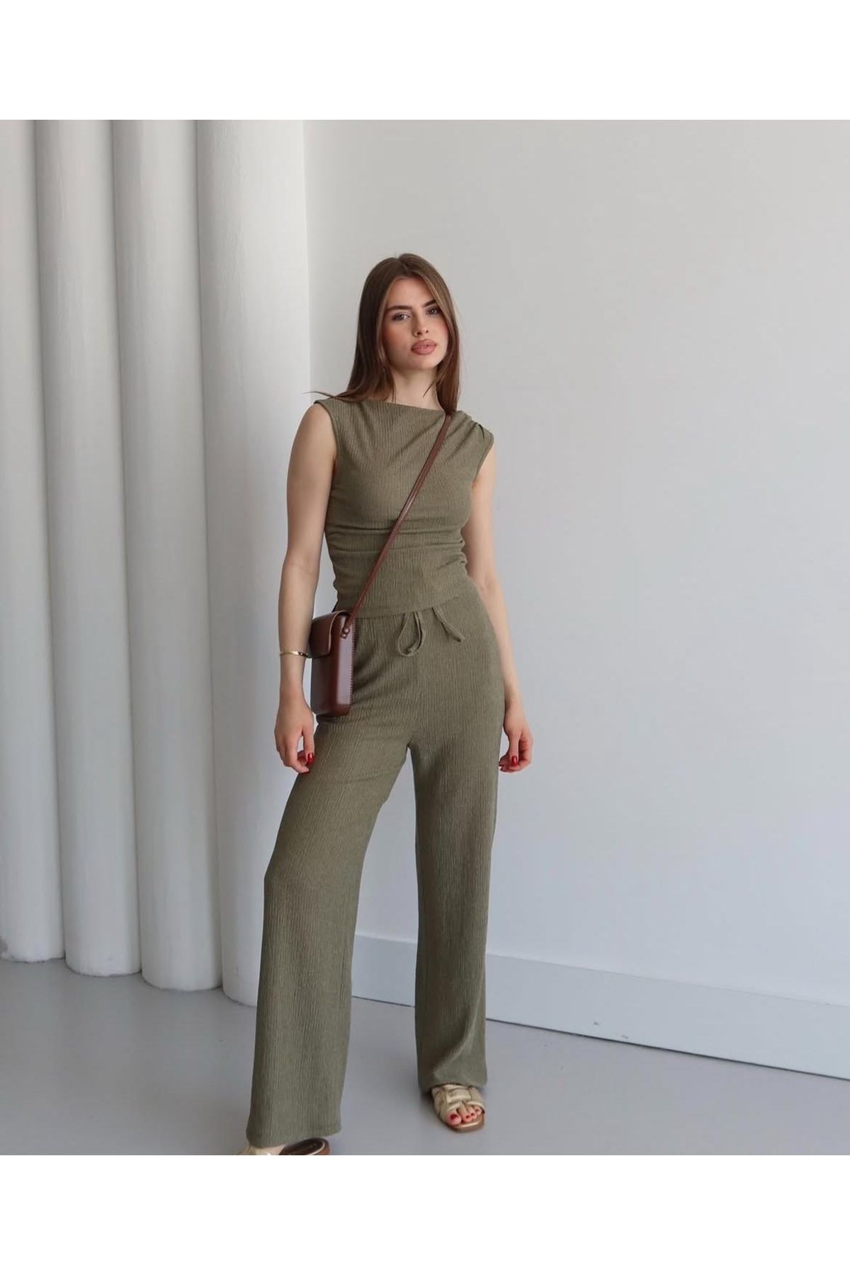 Ekim Store Bürümcük Büzgülü Bluz Pantolon Takım