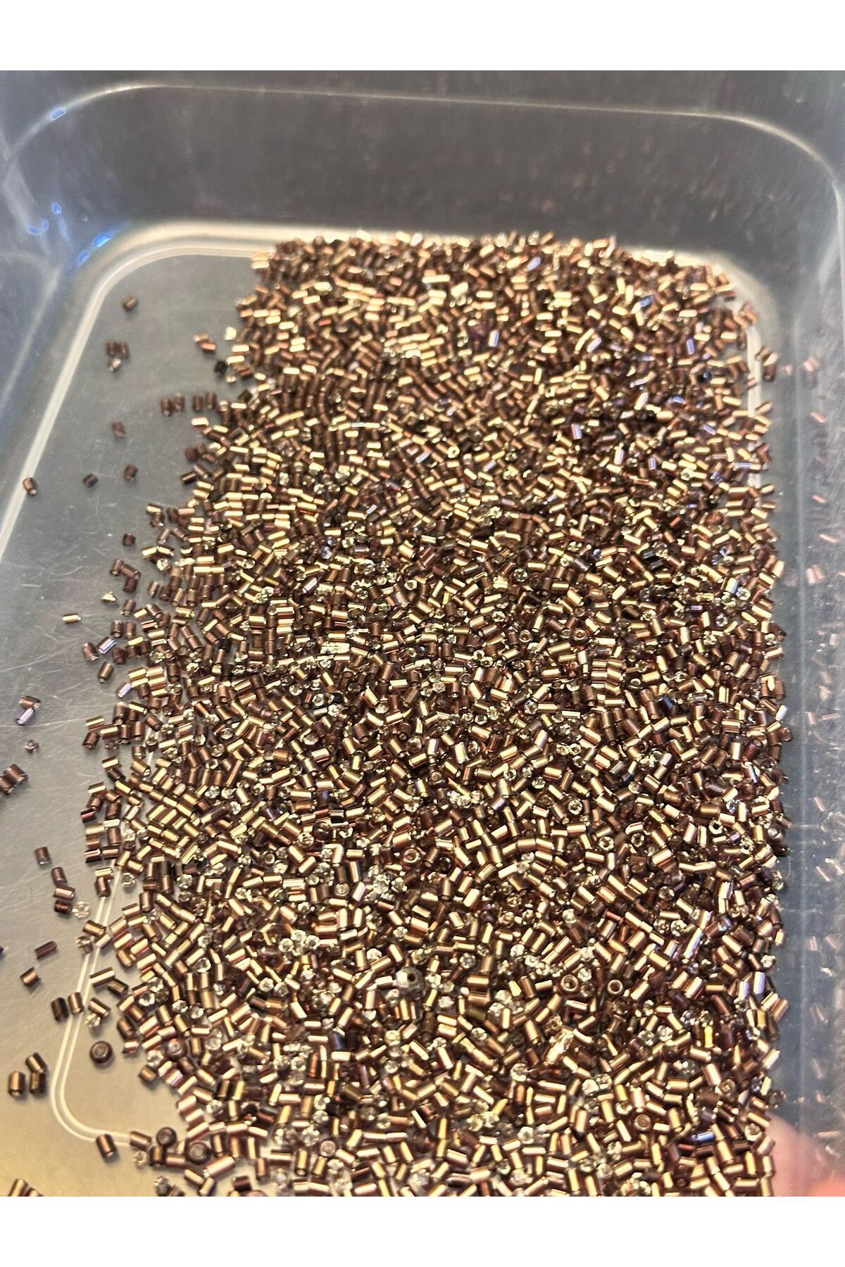 Gönülden Tasarım KRİSTAL BORU BONCUK OYA YAZMA TAKI BONCUĞU 3 MM 40 GR KAHVERENGİ