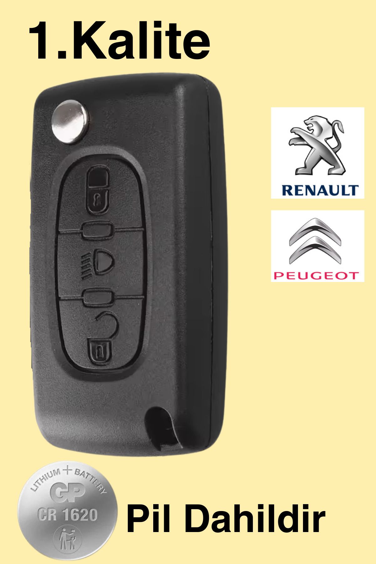 AlGeliyo Peugeot Citroen C4 C5 Picasso 3 Butonlu Far Tuşlu Sustalı Anahtar Kumanda Kabı