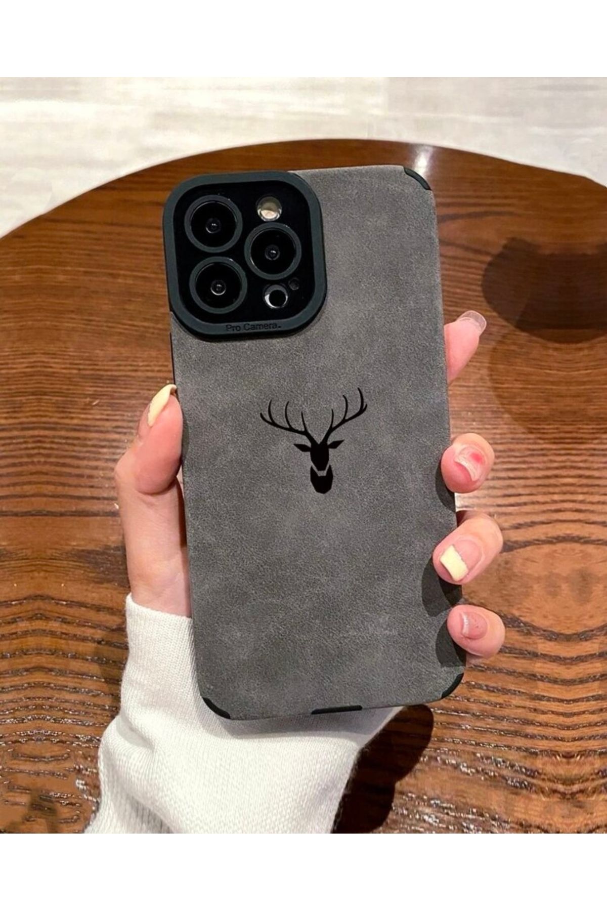 MirazTasarim IPHONE 15 PRO DERİ DOKULU SİYAH/GRİ KILIF2
