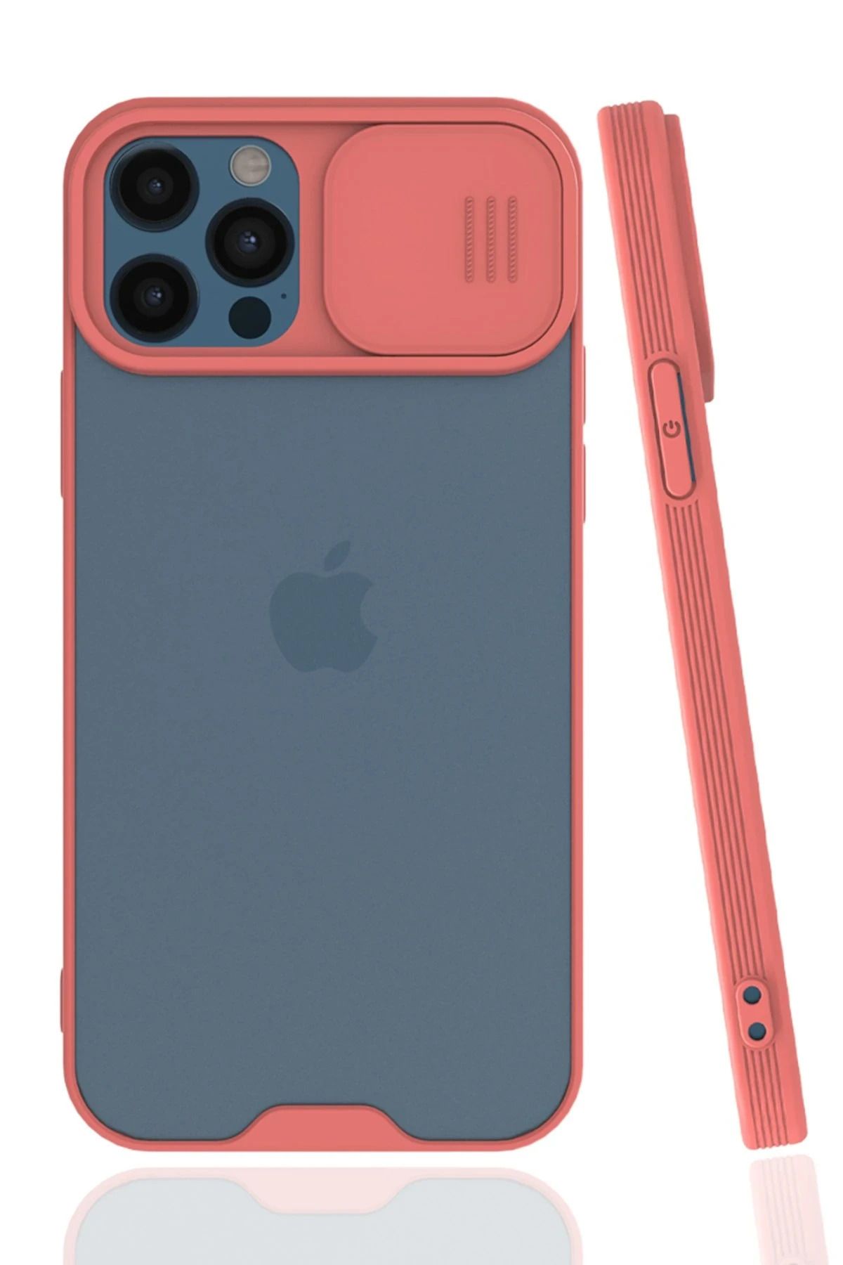 NewFace iPhone 12 Pro Max Kılıf Platin Kamera Koruma Silikon - Pembe SVLRS