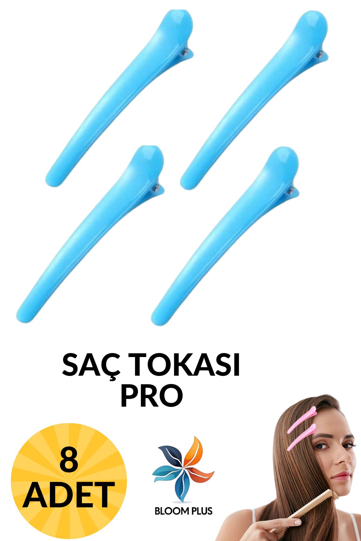 bloomplus Mavi Renk Saç Klipsi Toplu Tutma Topuz Tokası