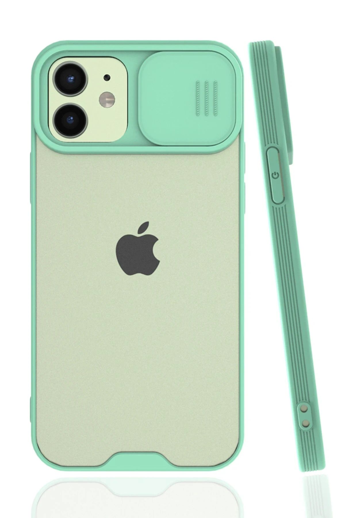 NewFace iPhone 12 Kılıf Platin Kamera Koruma Silikon - Açık Yeşil WLZOR
