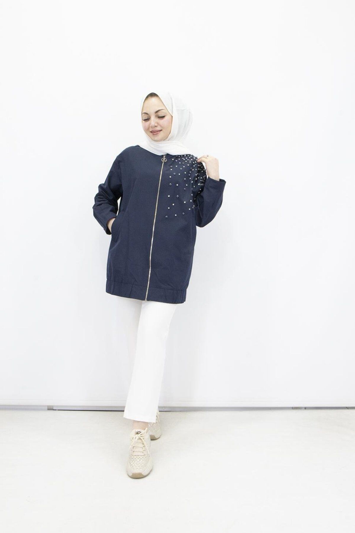 Armine TREND 512 Armine Trend 512-1 Taşlı Fermuarlı Tunik